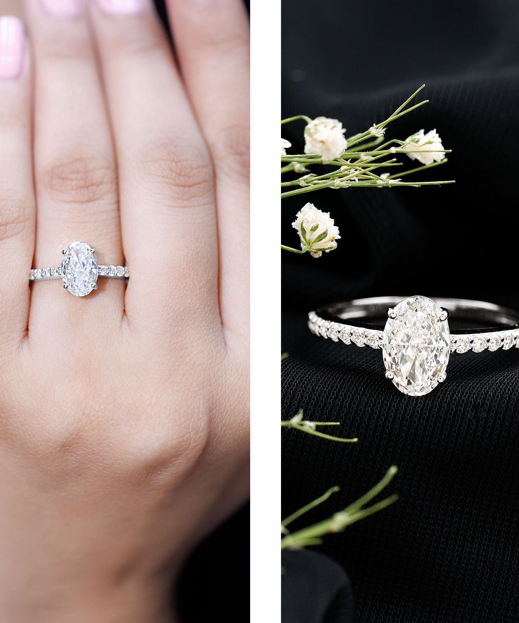 Lab Grown 2 Carat Diamond Oval Engagement Ring with IGI Certificate