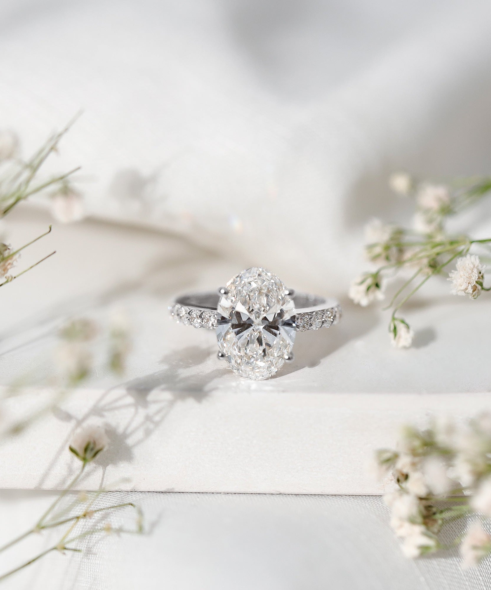 IGI Certified 3 Carat Lab Grown Oval Diamond Engagement Ring for Women