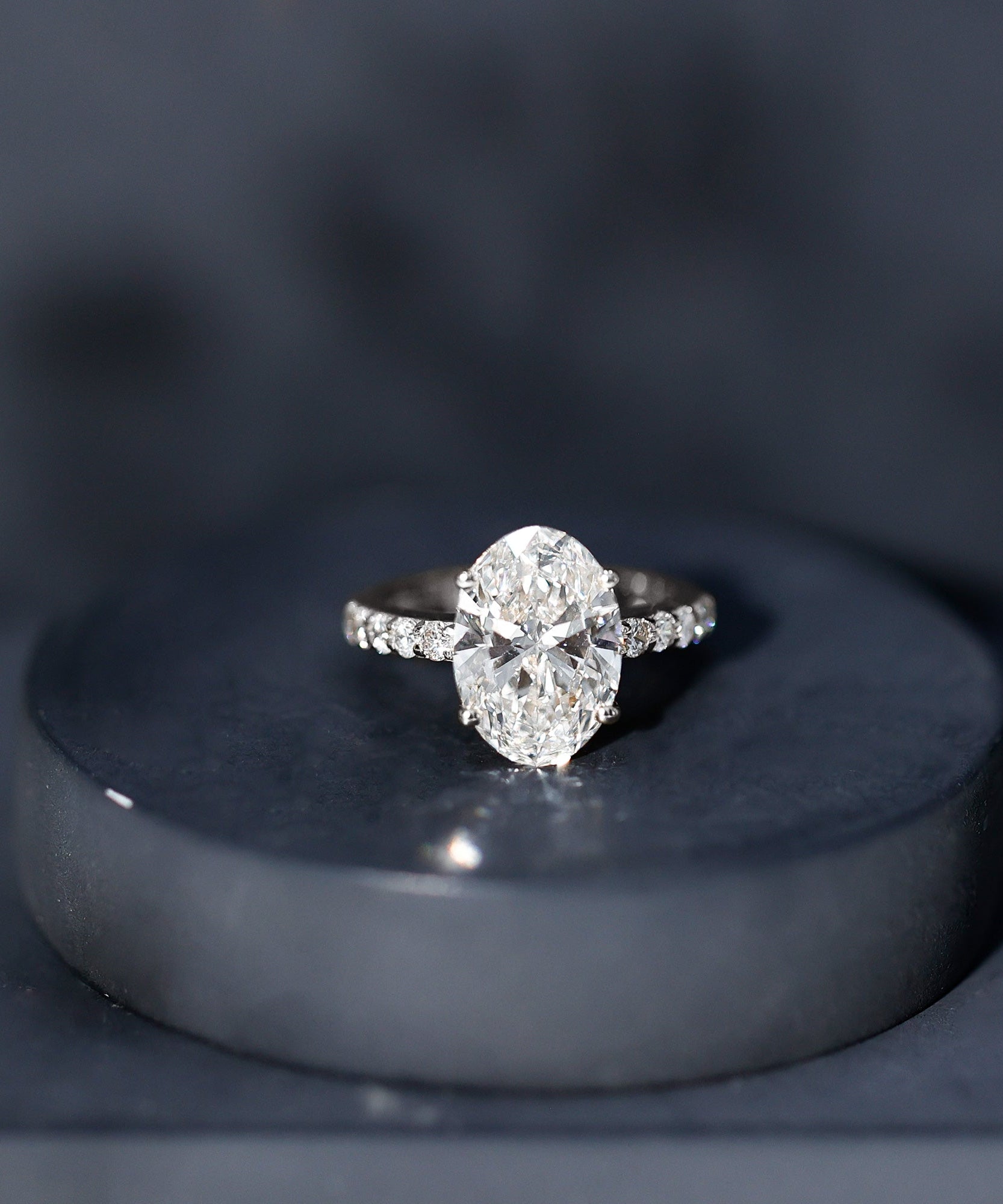 IGI Certified 3 Carat Lab Grown Oval Diamond Engagement Ring for Women