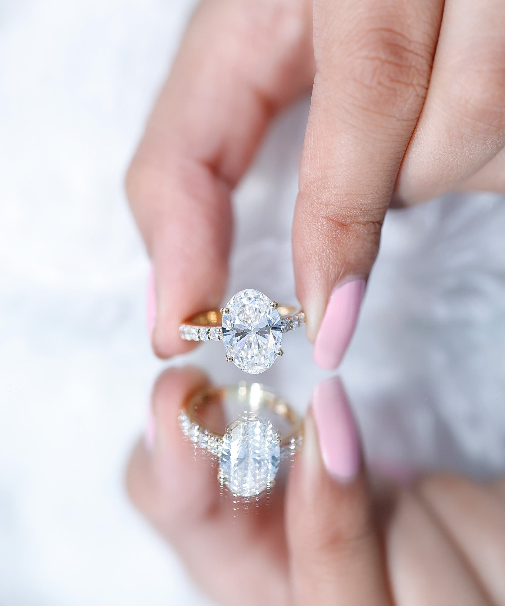 IGI Certified 3 Carat Lab Grown Oval Diamond Engagement Ring for Women