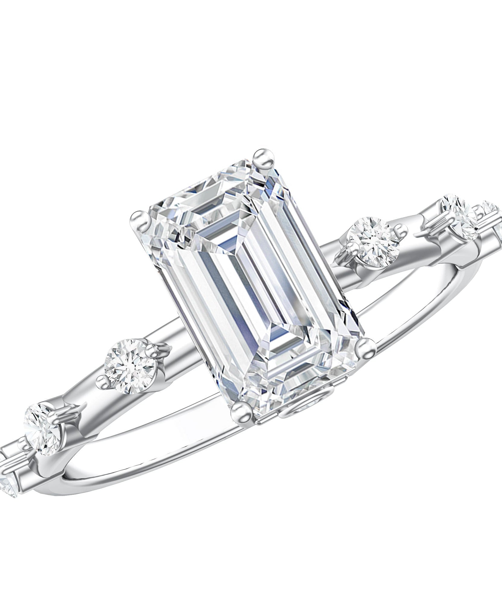 Emerald Cut 2 Carat Lab Grown Diamond Engagement Ring IGI Certified