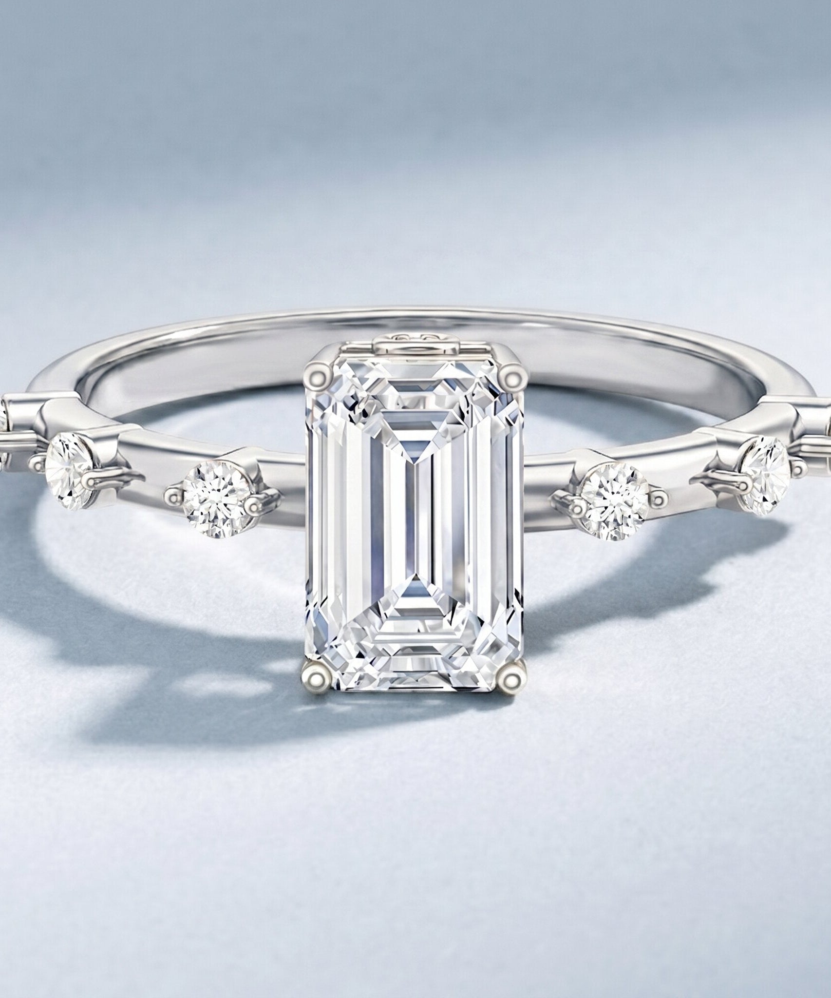 Emerald Cut 2 Carat Lab Grown Diamond Engagement Ring IGI Certified