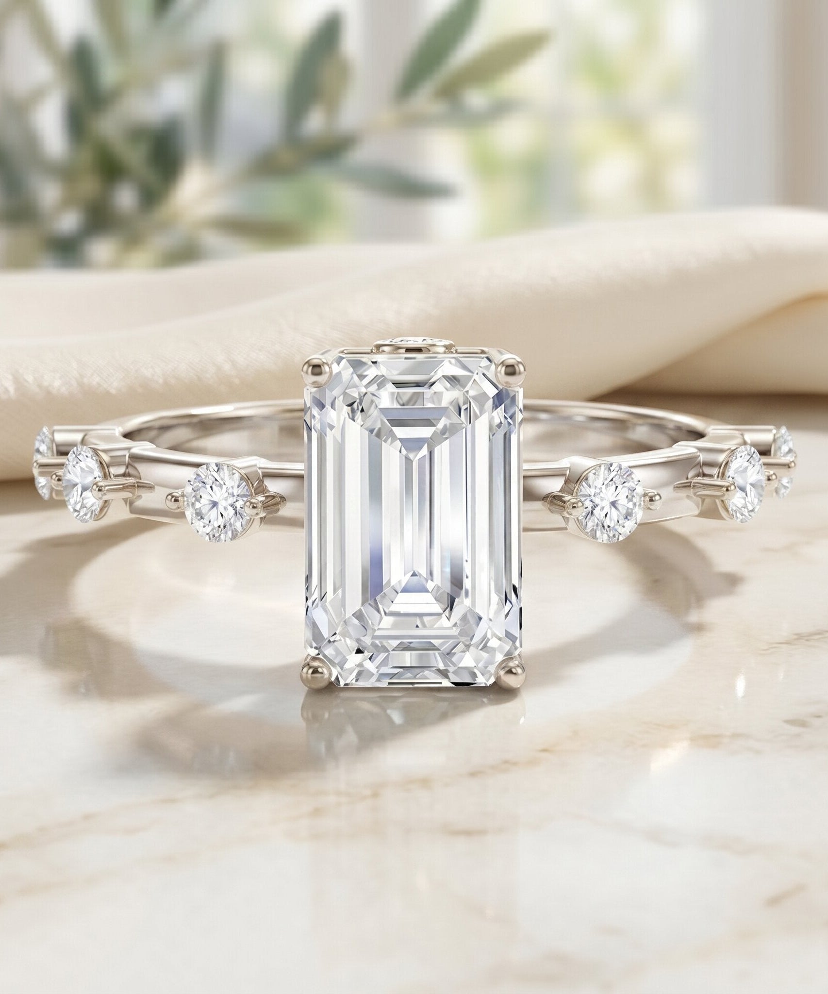 Emerald Cut 2 Carat Lab Grown Diamond Engagement Ring IGI Certified