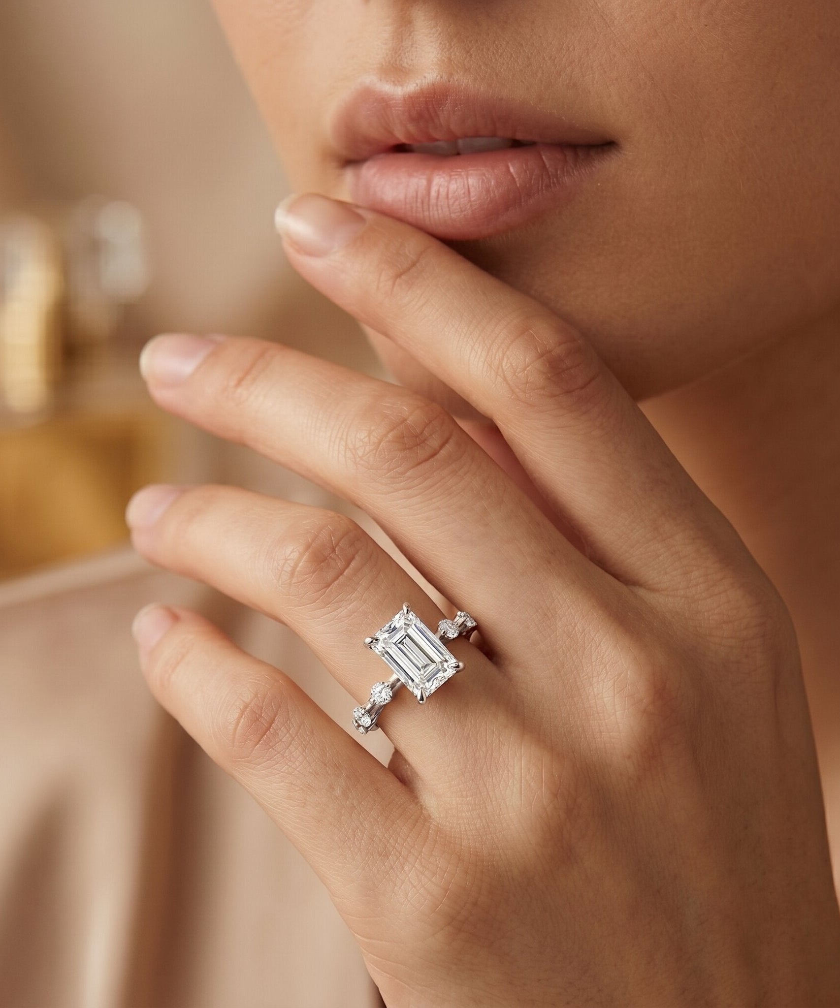Emerald Cut 2 Carat Lab Grown Diamond Engagement Ring IGI Certified