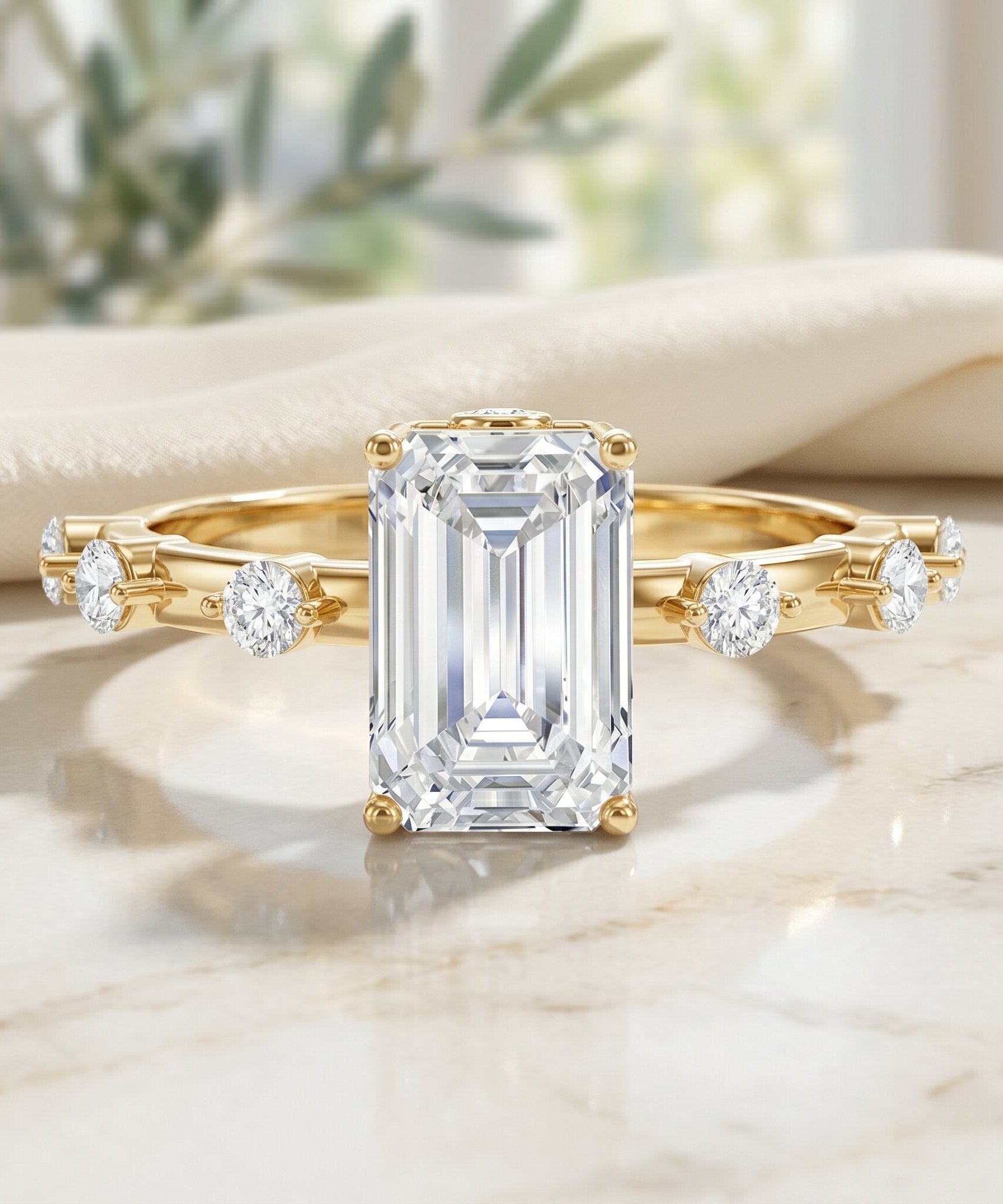 Emerald Cut 2 Carat Lab Grown Diamond Engagement Ring IGI Certified