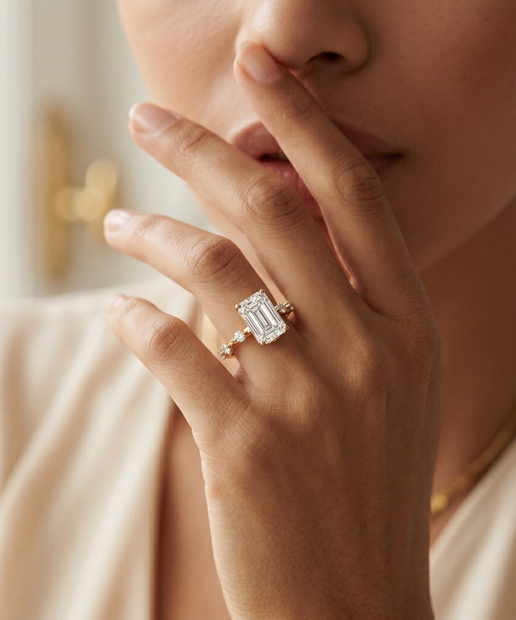 Emerald Cut 2 Carat Lab Grown Diamond Engagement Ring IGI Certified
