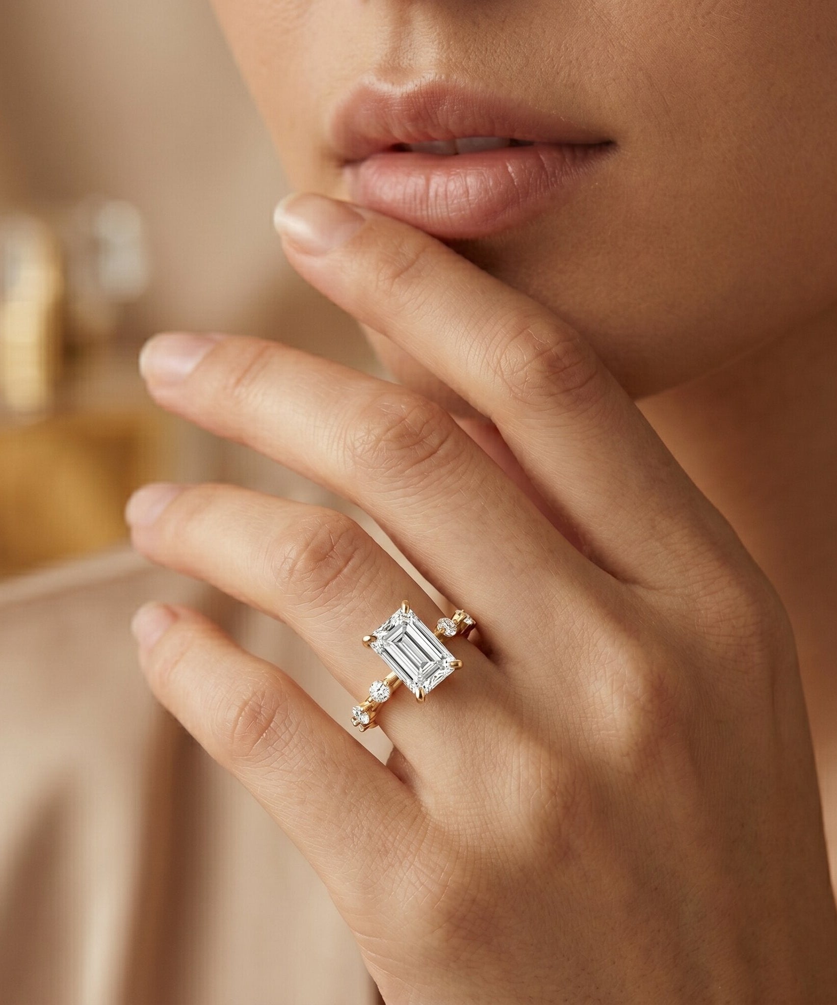 Emerald Cut 2 Carat Lab Grown Diamond Engagement Ring IGI Certified
