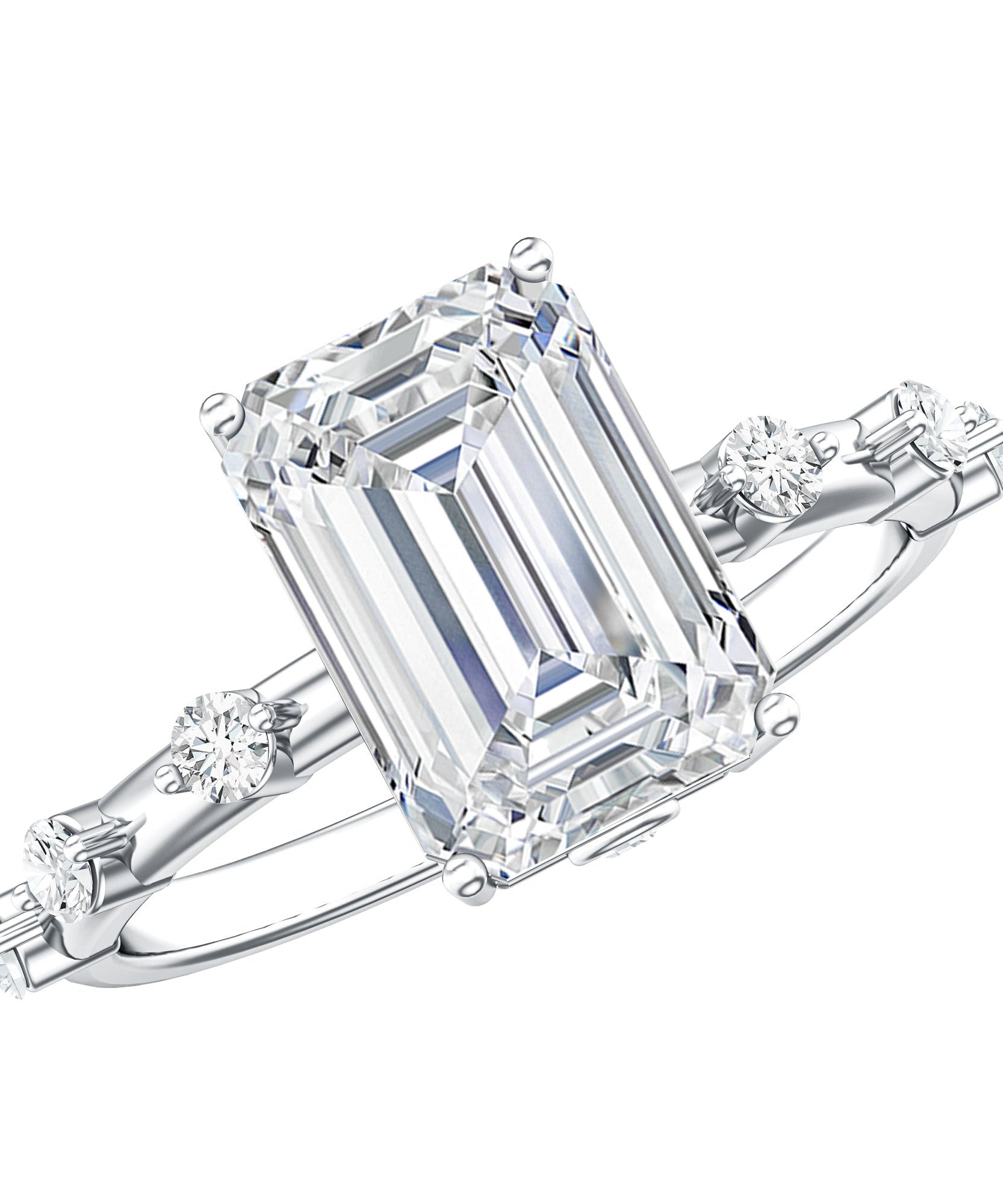 IGI Certified 3 Carat Emerald Cut Lab Grown Diamond Engagement Ring