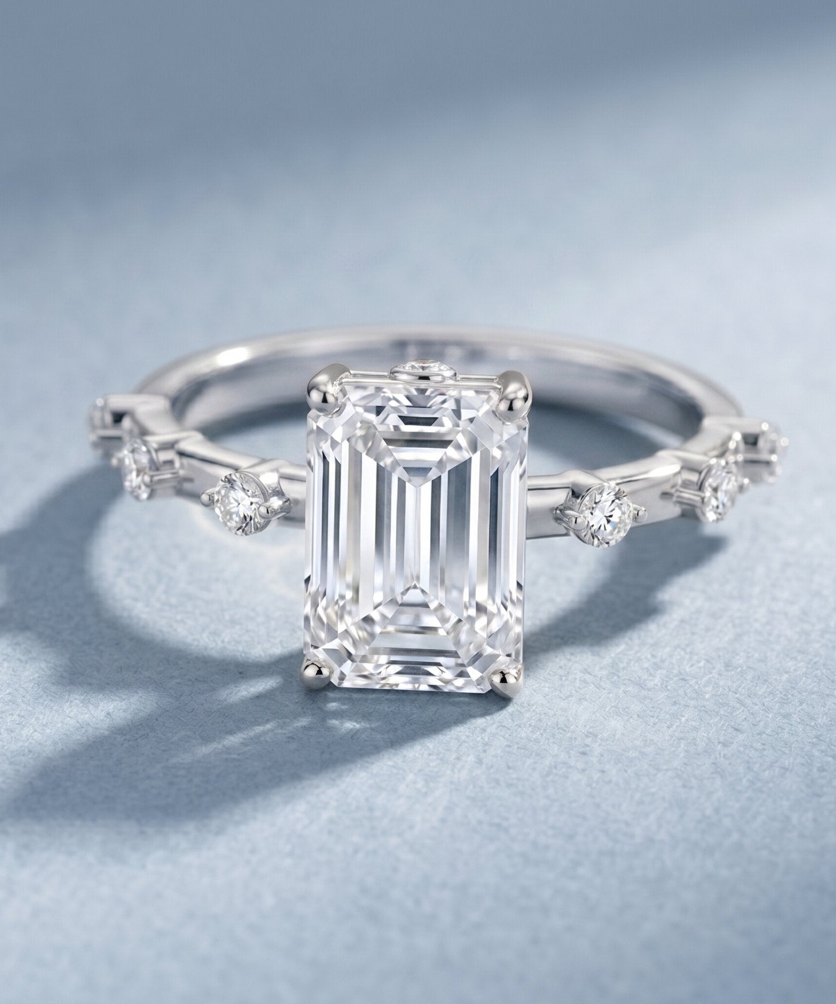 IGI Certified 3 Carat Emerald Cut Lab Grown Diamond Engagement Ring