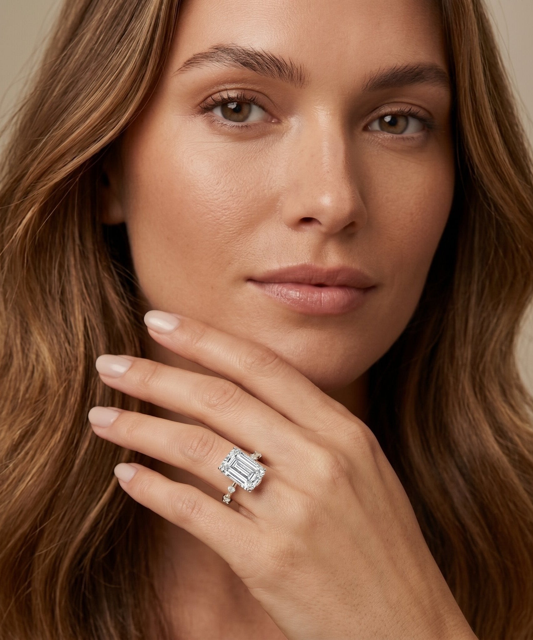 IGI Certified 3 Carat Emerald Cut Lab Grown Diamond Engagement Ring