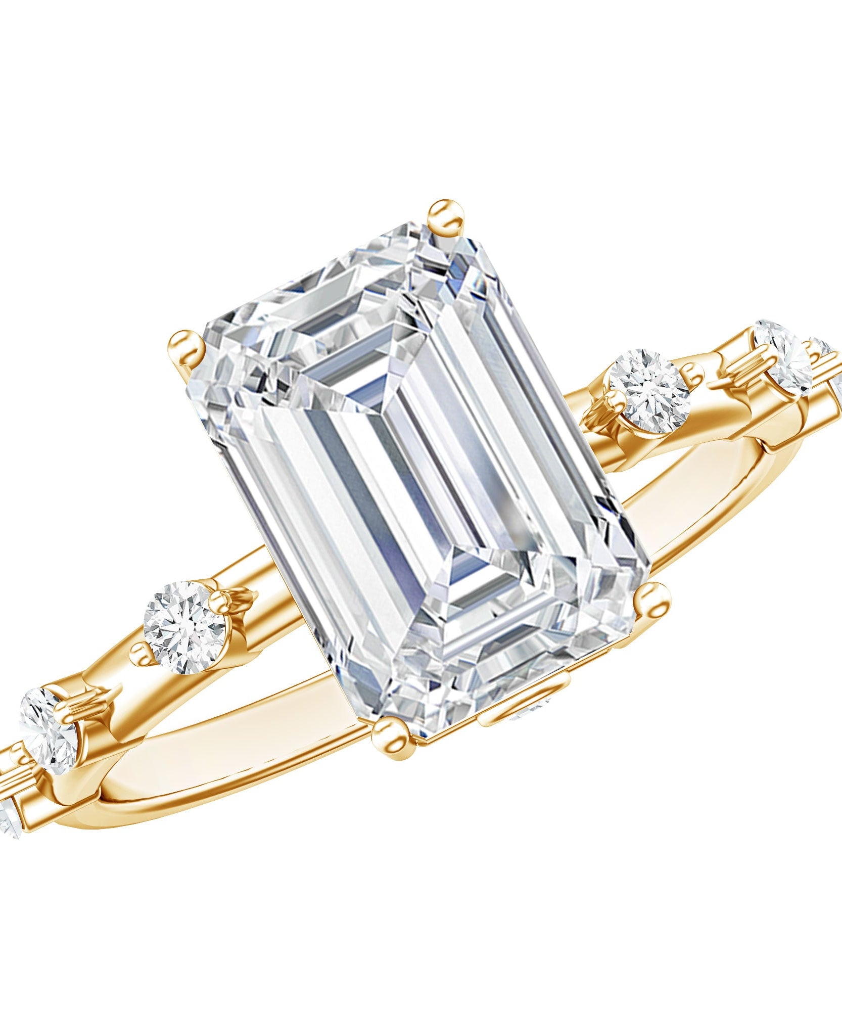 IGI Certified 3 Carat Emerald Cut Lab Grown Diamond Engagement Ring