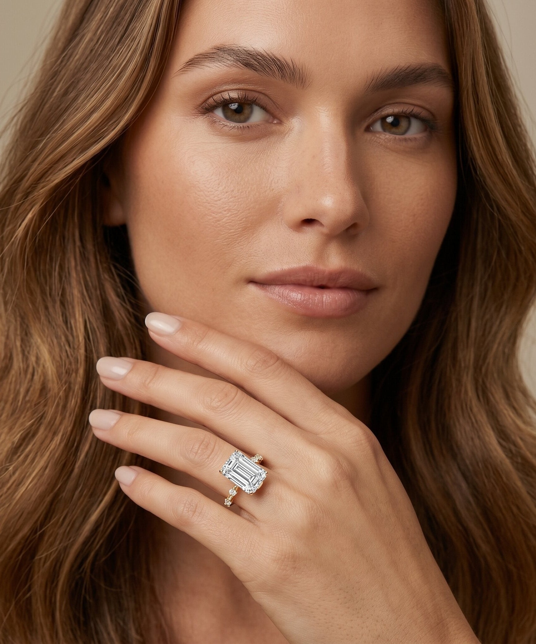 IGI Certified 3 Carat Emerald Cut Lab Grown Diamond Engagement Ring