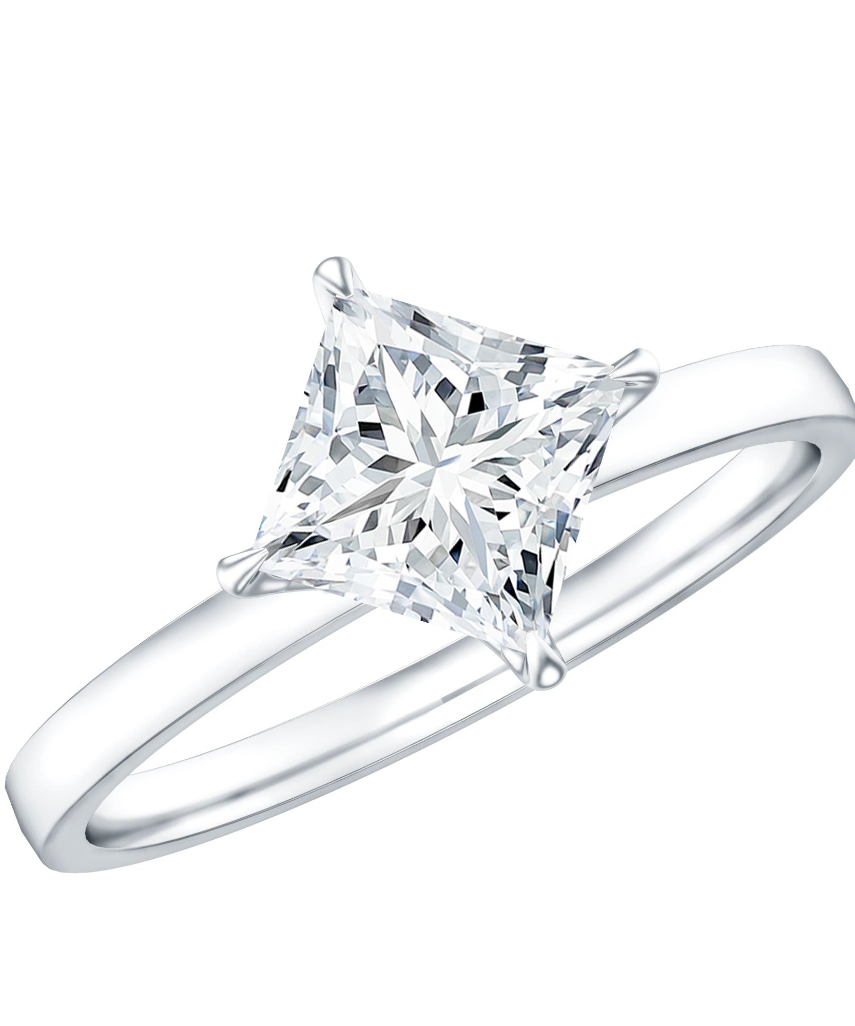 1 Carat Lab Created Diamond Princess Cut Engagement Ring IGI Certified