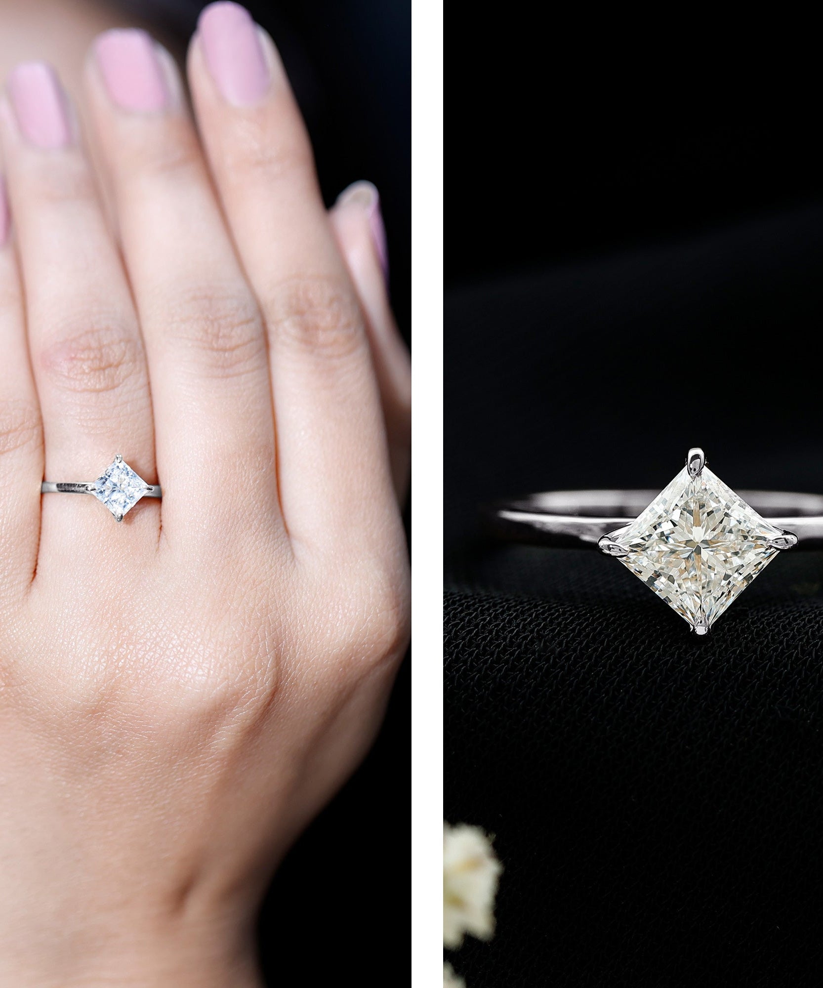 1 Carat Lab Created Diamond Princess Cut Engagement Ring IGI Certified