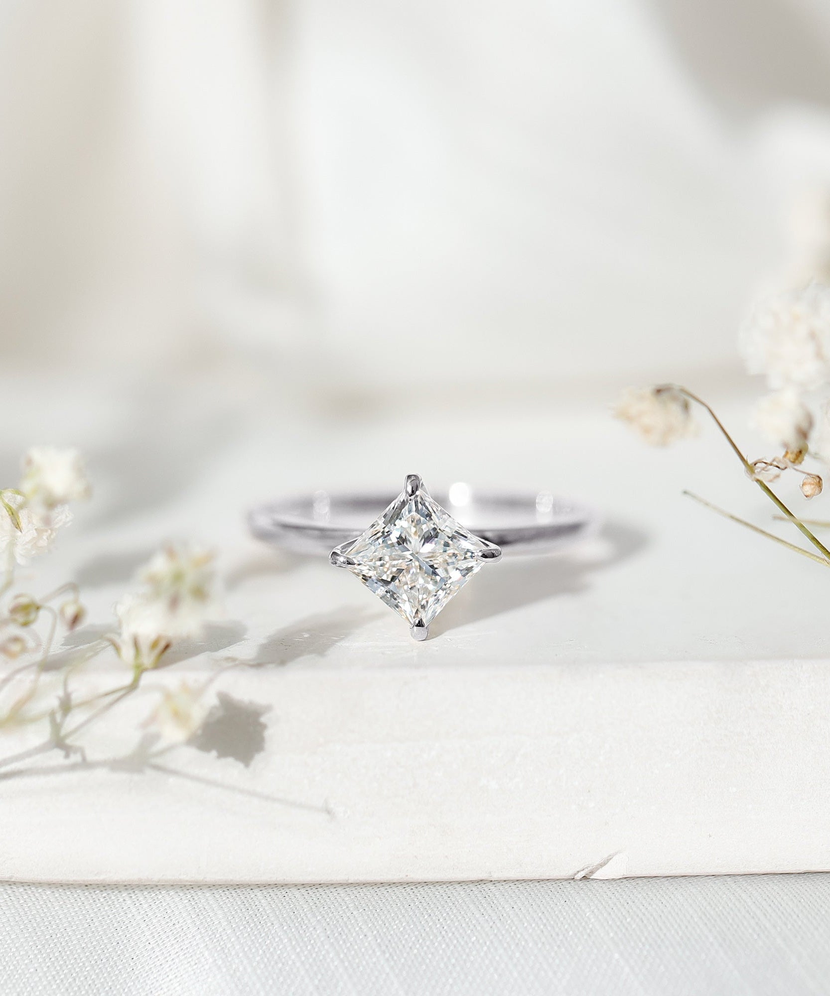 1 Carat Lab Created Diamond Princess Cut Engagement Ring IGI Certified