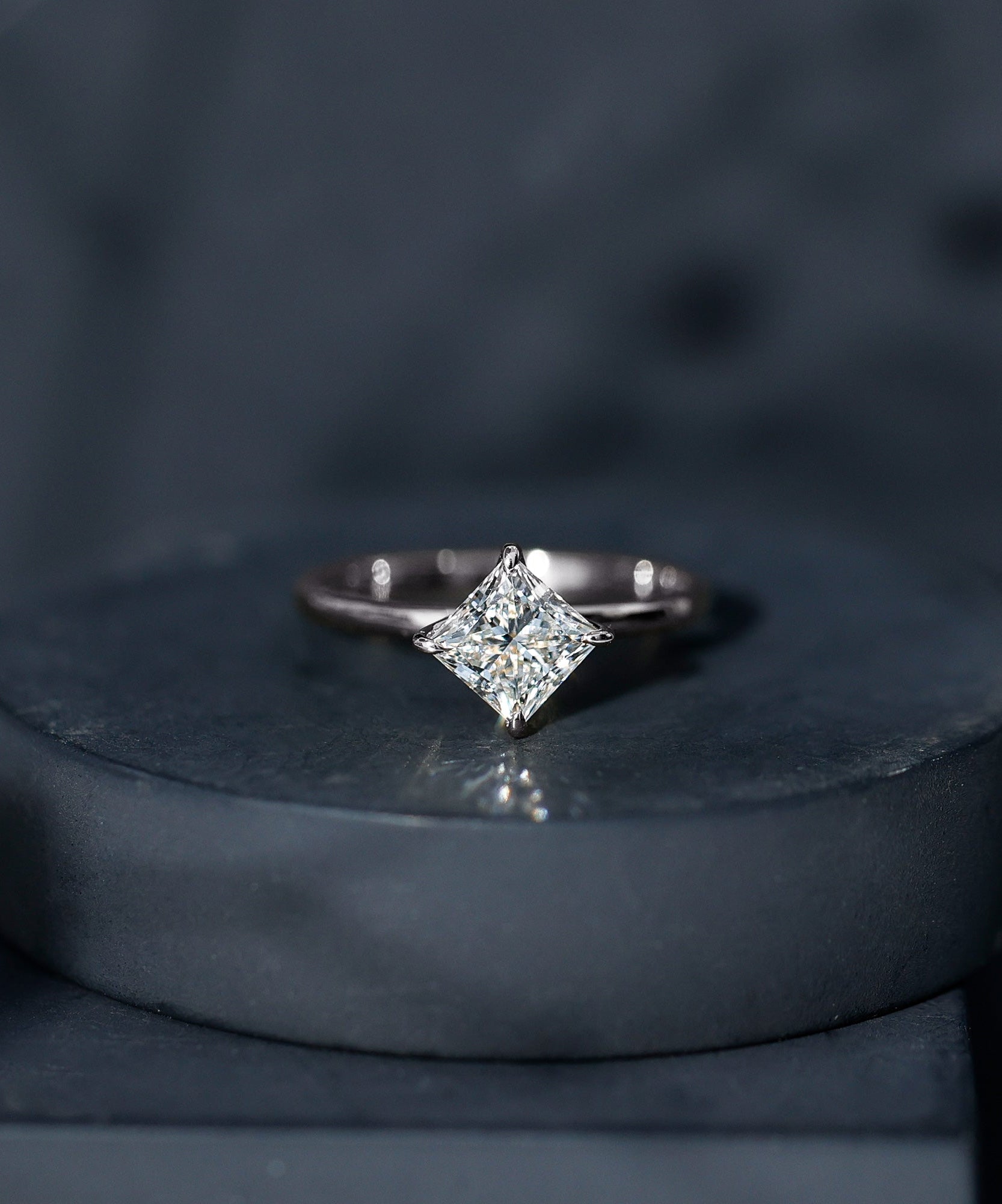 1 Carat Lab Created Diamond Princess Cut Engagement Ring IGI Certified