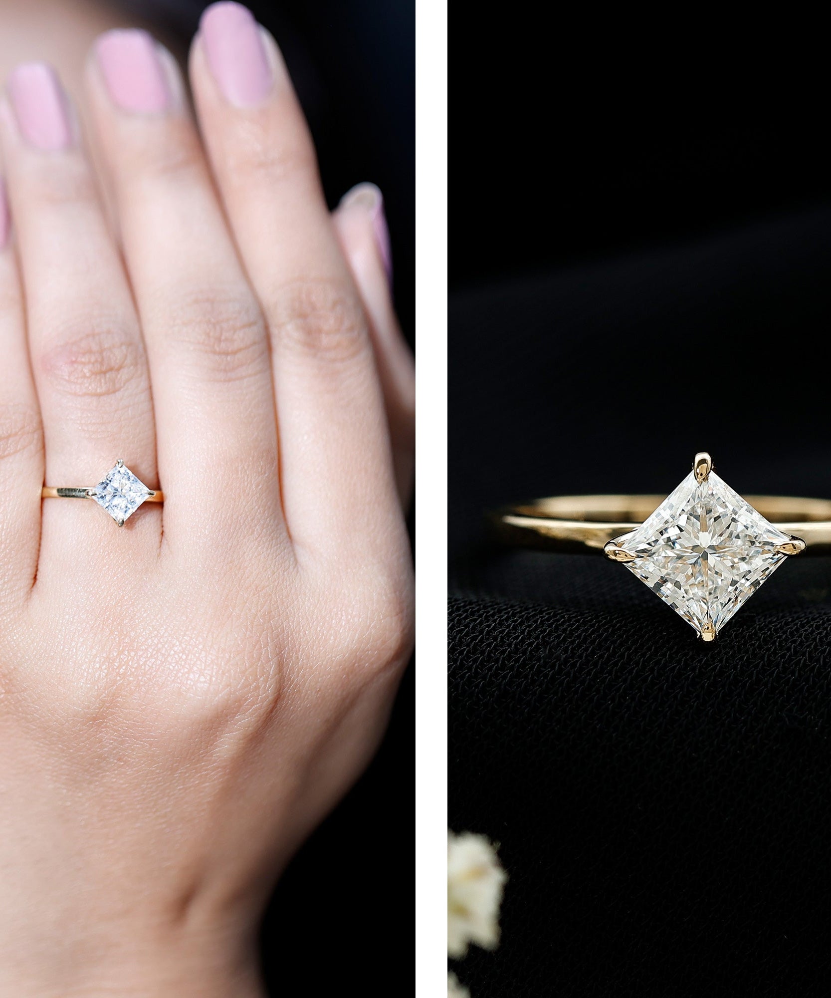 1 Carat Lab Created Diamond Princess Cut Engagement Ring IGI Certified