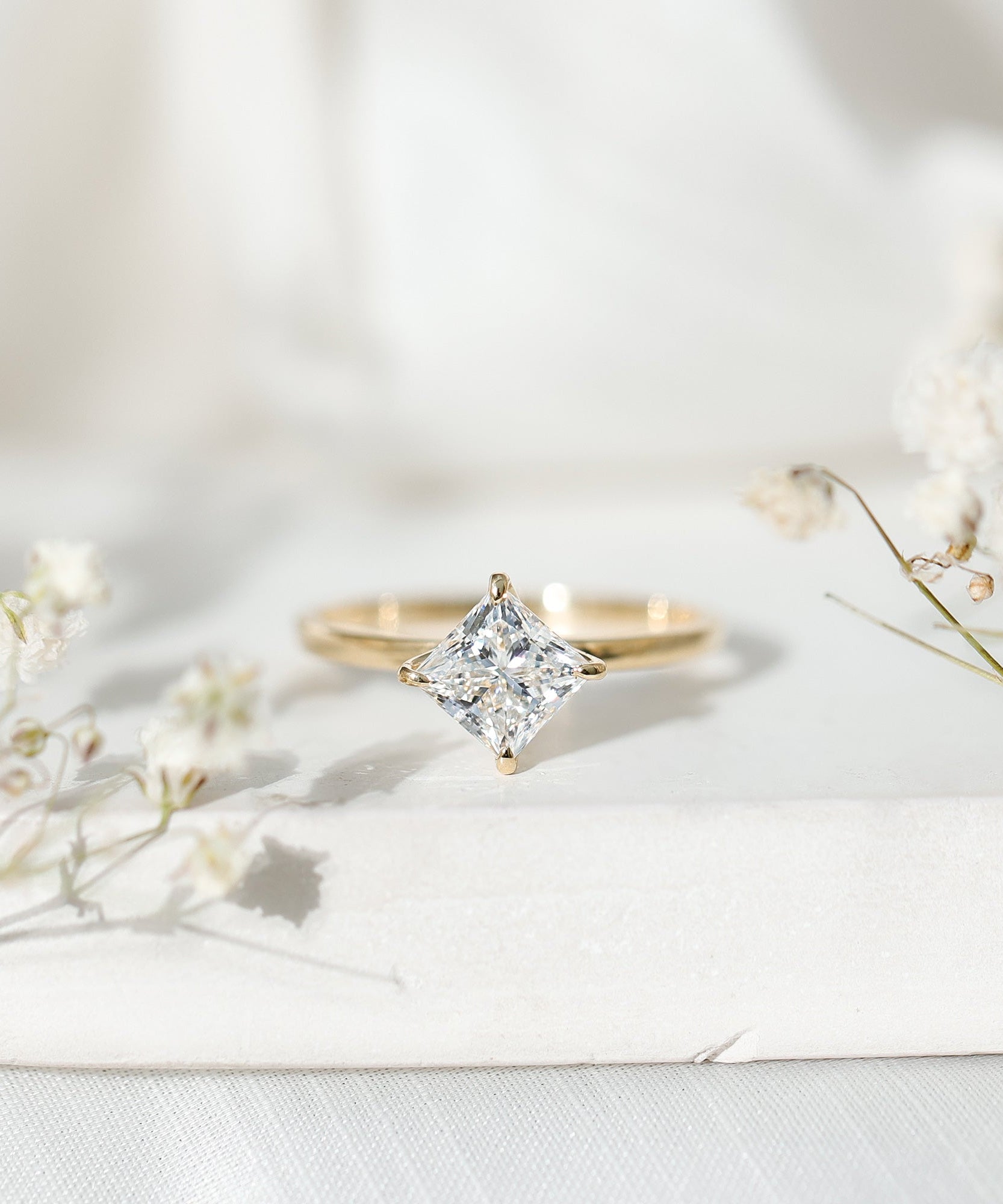 1 Carat Lab Created Diamond Princess Cut Engagement Ring IGI Certified