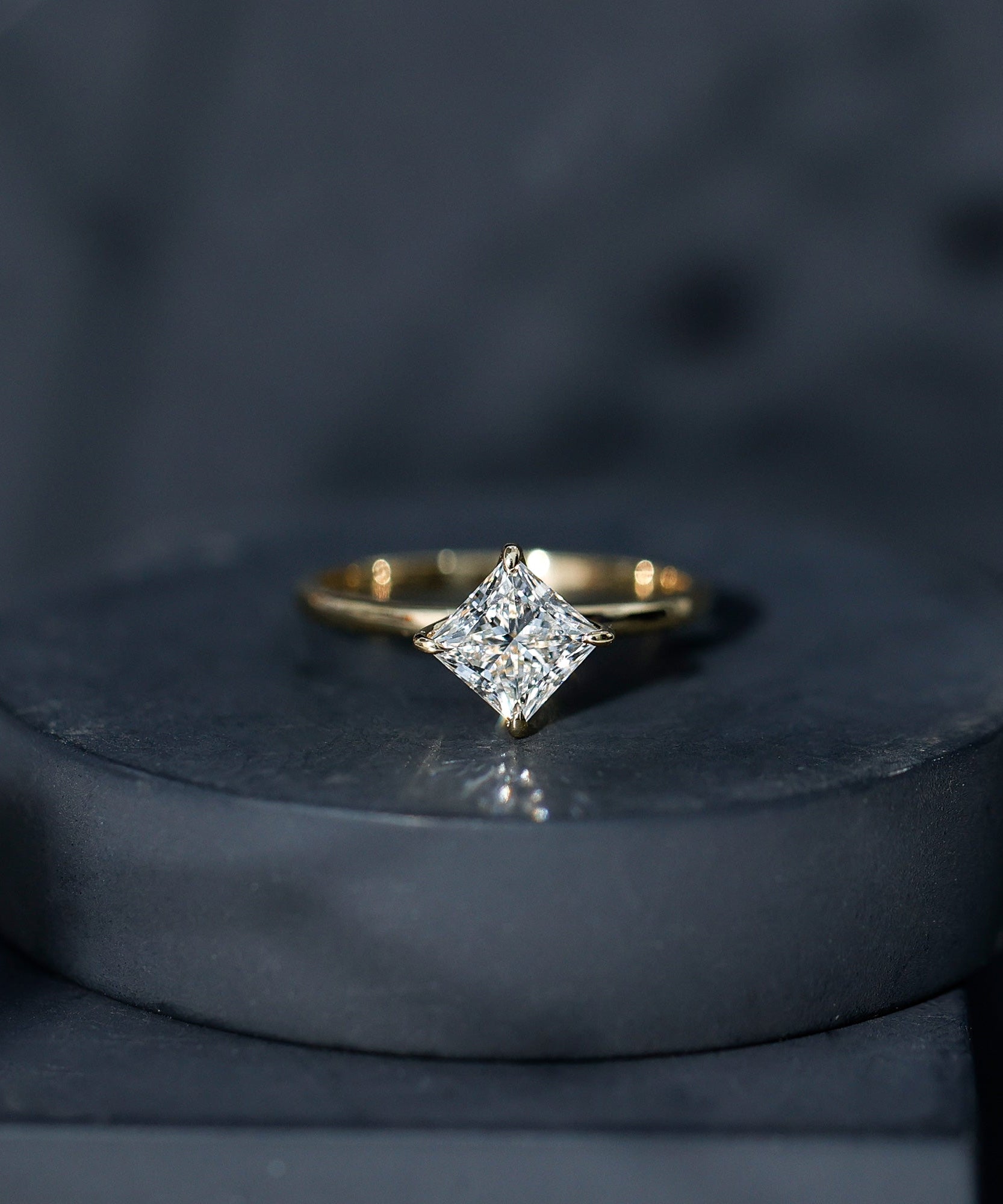 1 Carat Lab Created Diamond Princess Cut Engagement Ring IGI Certified