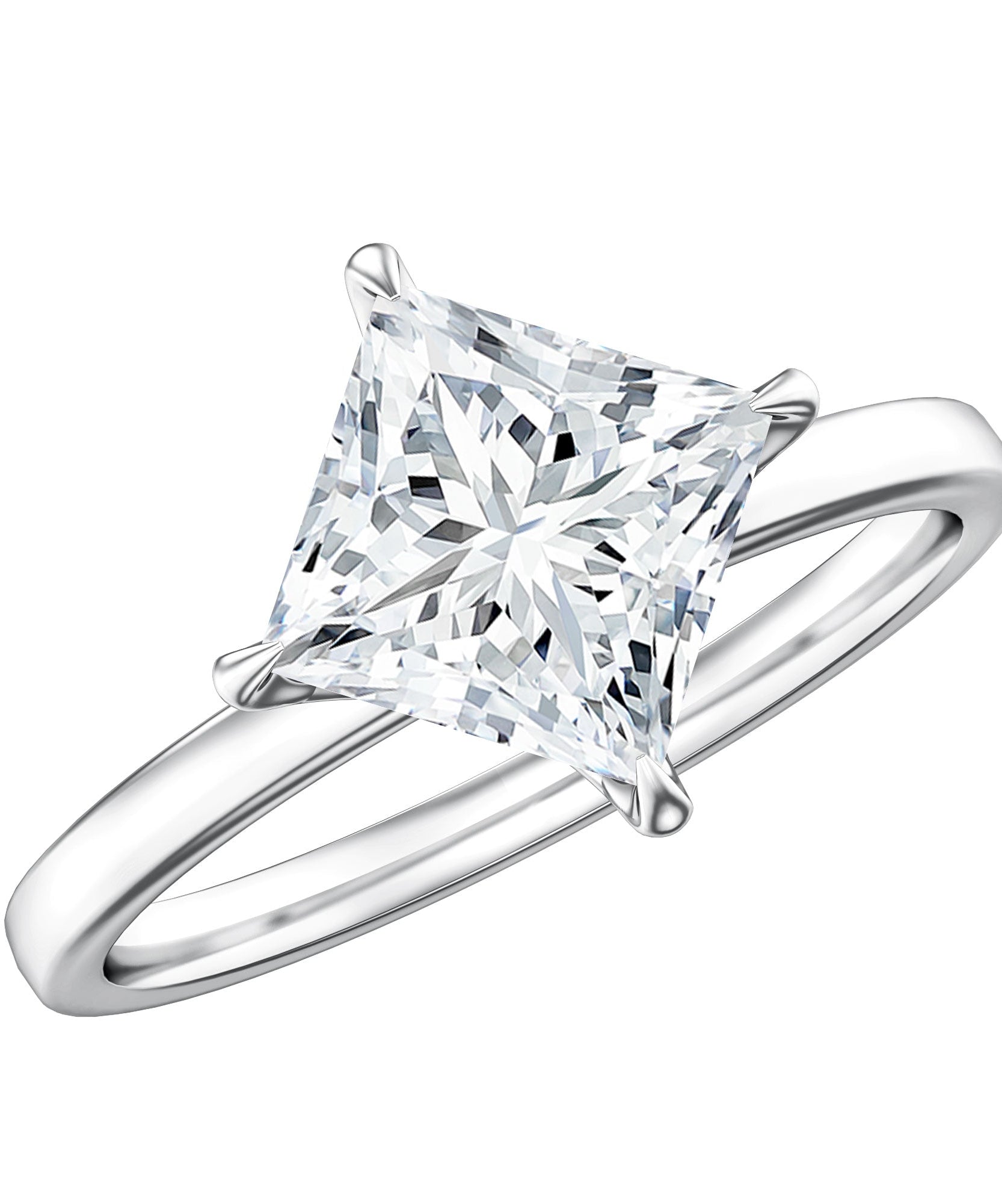Solitaire 2 Carat Lab Grown Diamond Princess Cut Engagement Ring IGI Certified