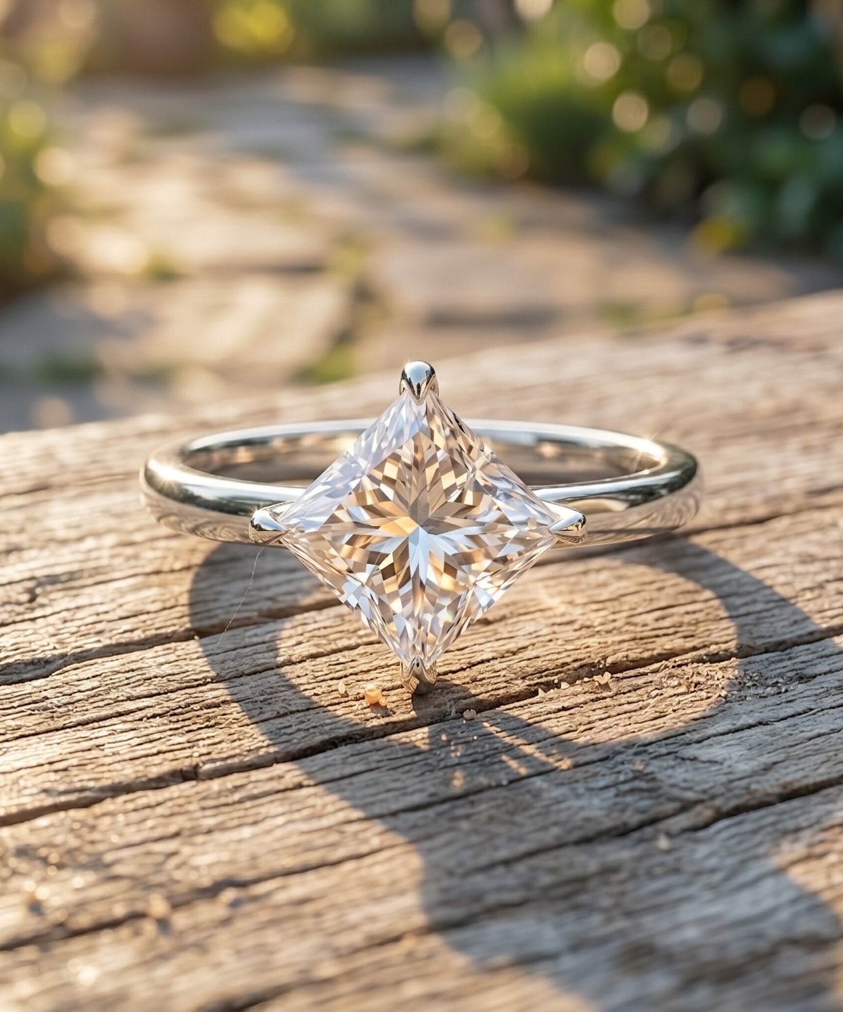 Solitaire 2 Carat Lab Grown Diamond Princess Cut Engagement Ring IGI Certified