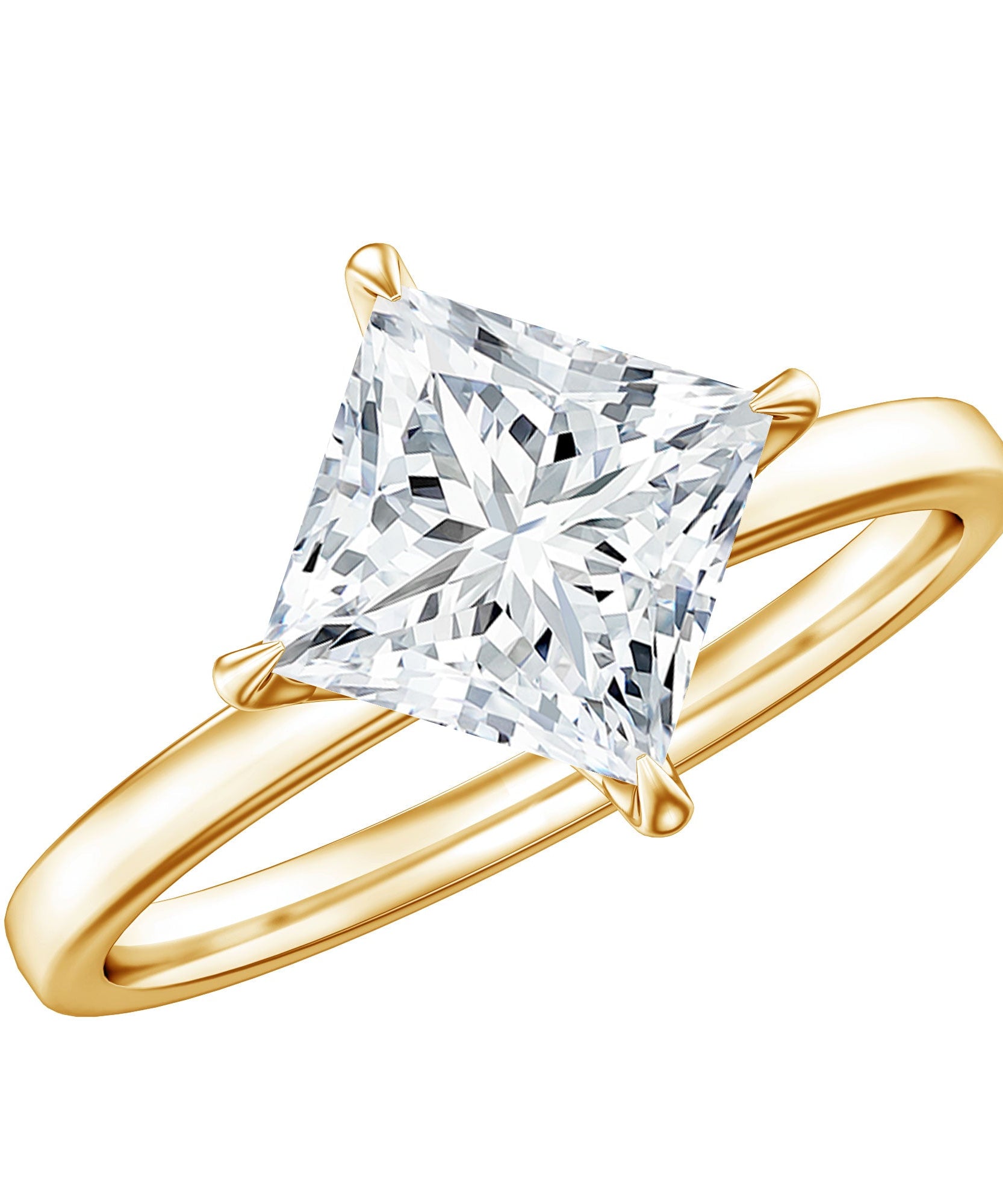 Solitaire 2 Carat Lab Grown Diamond Princess Cut Engagement Ring IGI Certified