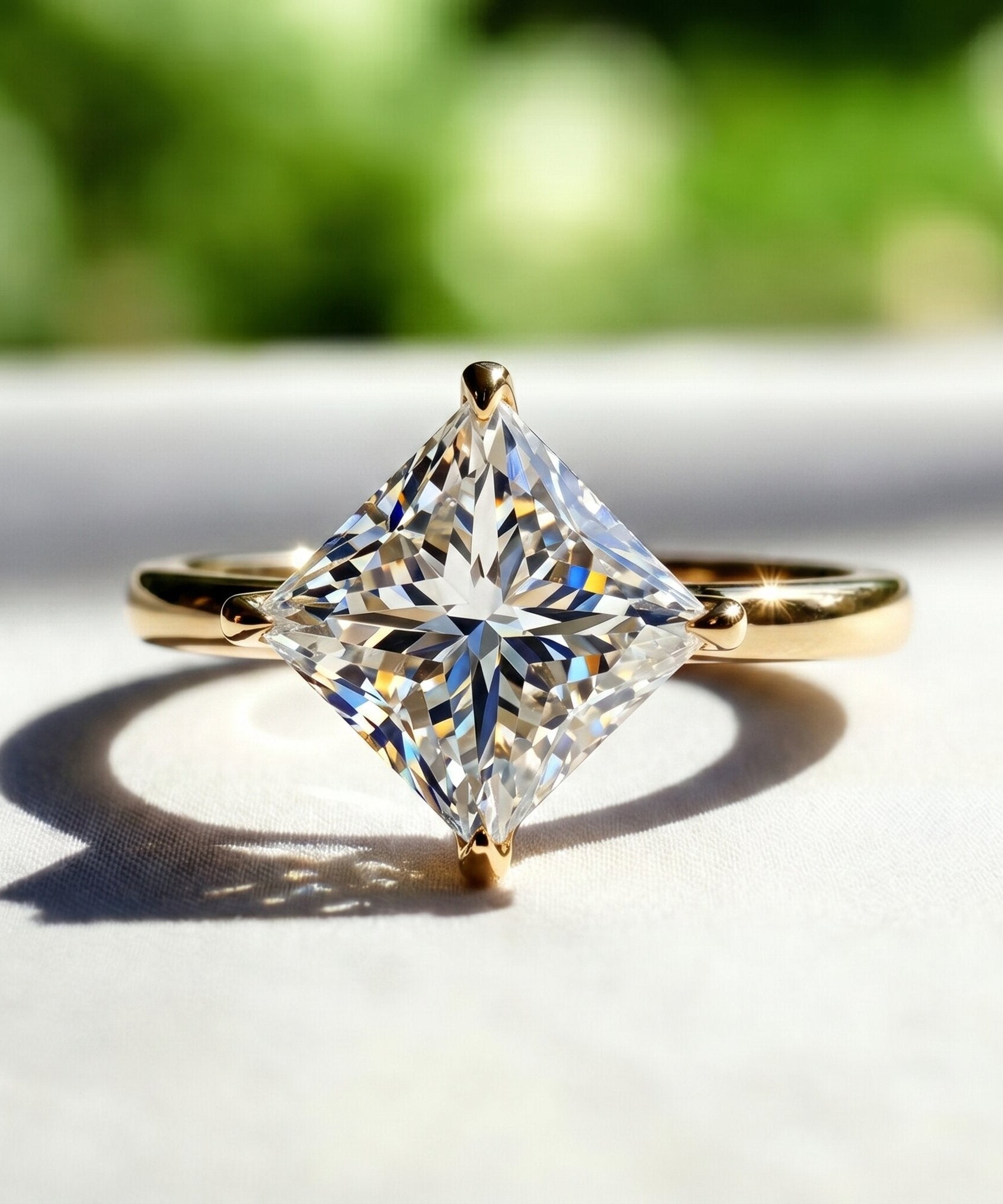 Solitaire 2 Carat Lab Grown Diamond Princess Cut Engagement Ring IGI Certified