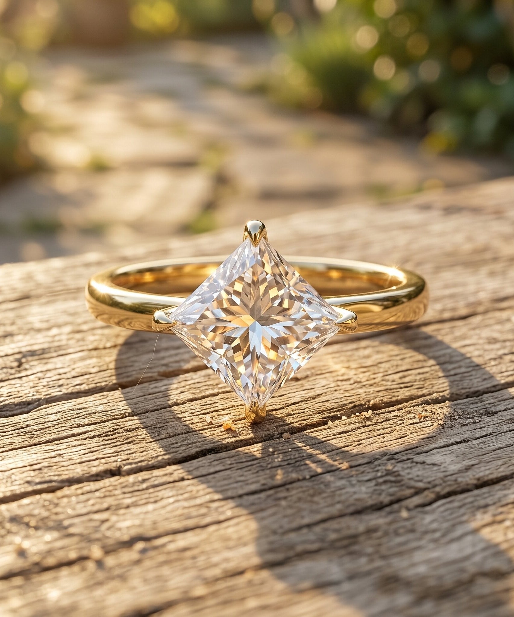 Solitaire 2 Carat Lab Grown Diamond Princess Cut Engagement Ring IGI Certified
