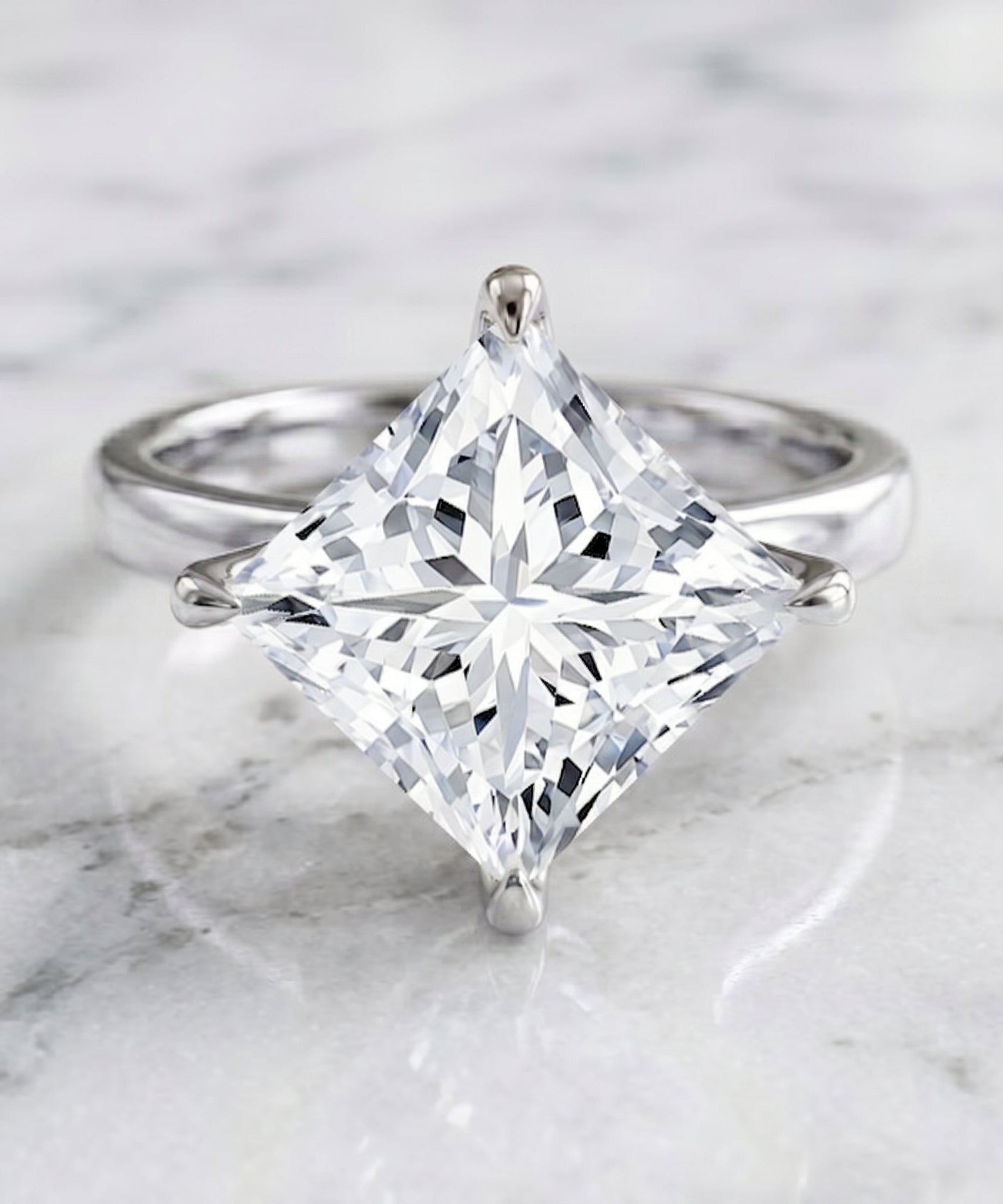 IGI Certified 4 Carat Princess Cut Lab Grown Diamond Engagement Ring