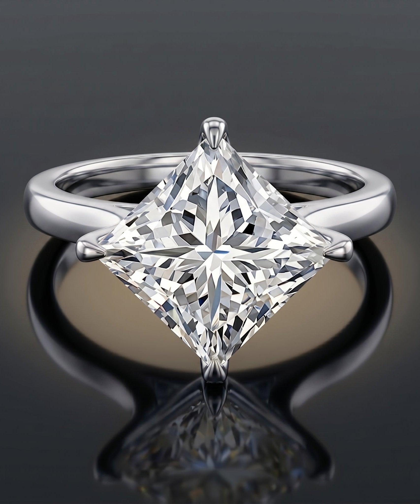 IGI Certified 4 Carat Princess Cut Lab Grown Diamond Engagement Ring