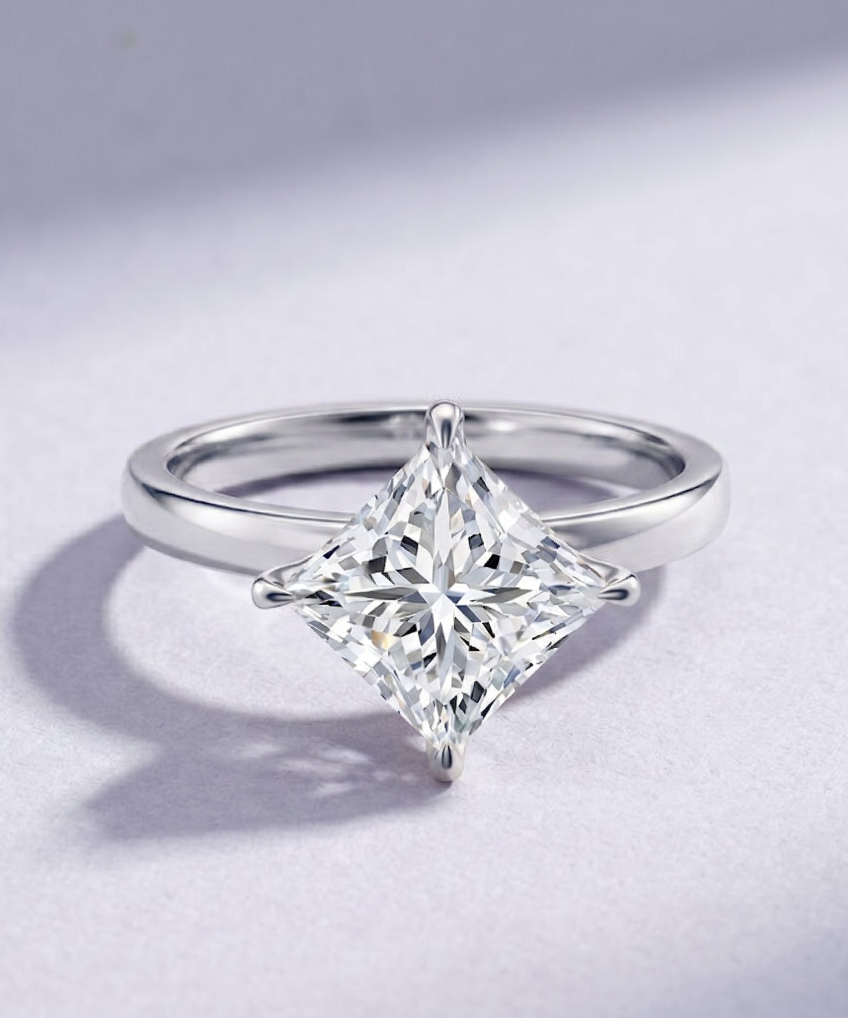 IGI Certified 4 Carat Princess Cut Lab Grown Diamond Engagement Ring