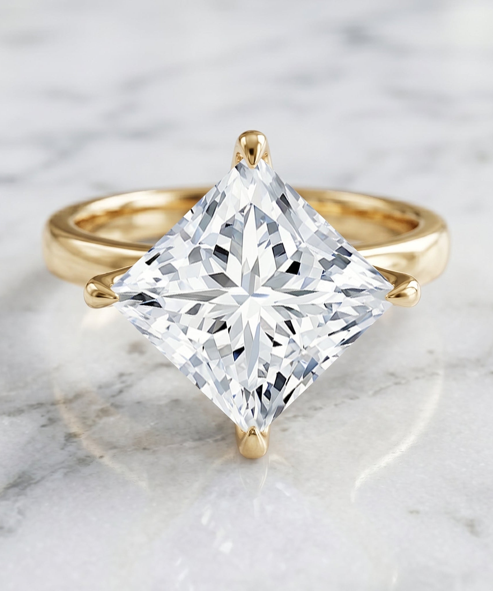 IGI Certified 4 Carat Princess Cut Lab Grown Diamond Engagement Ring