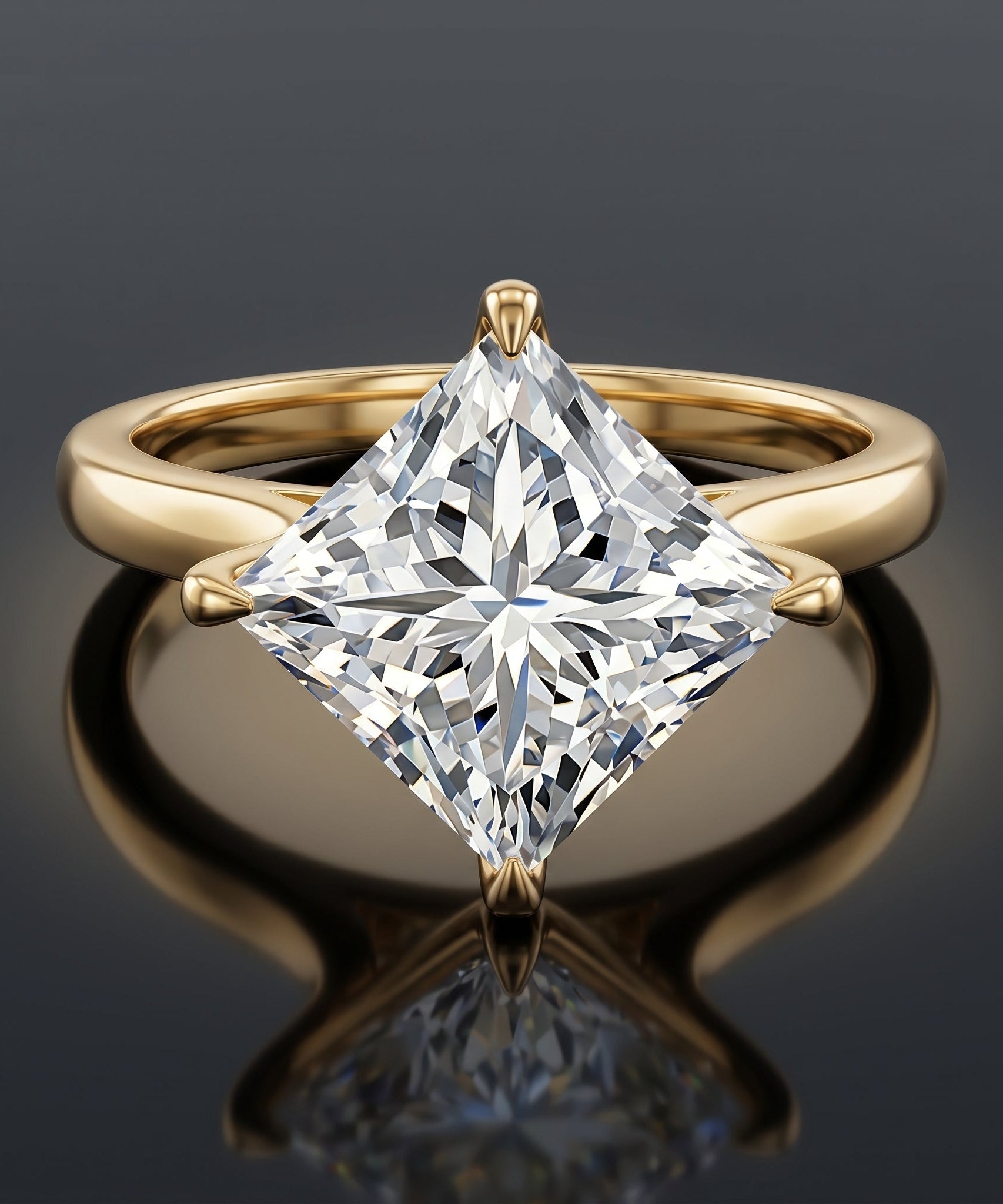 IGI Certified 4 Carat Princess Cut Lab Grown Diamond Engagement Ring
