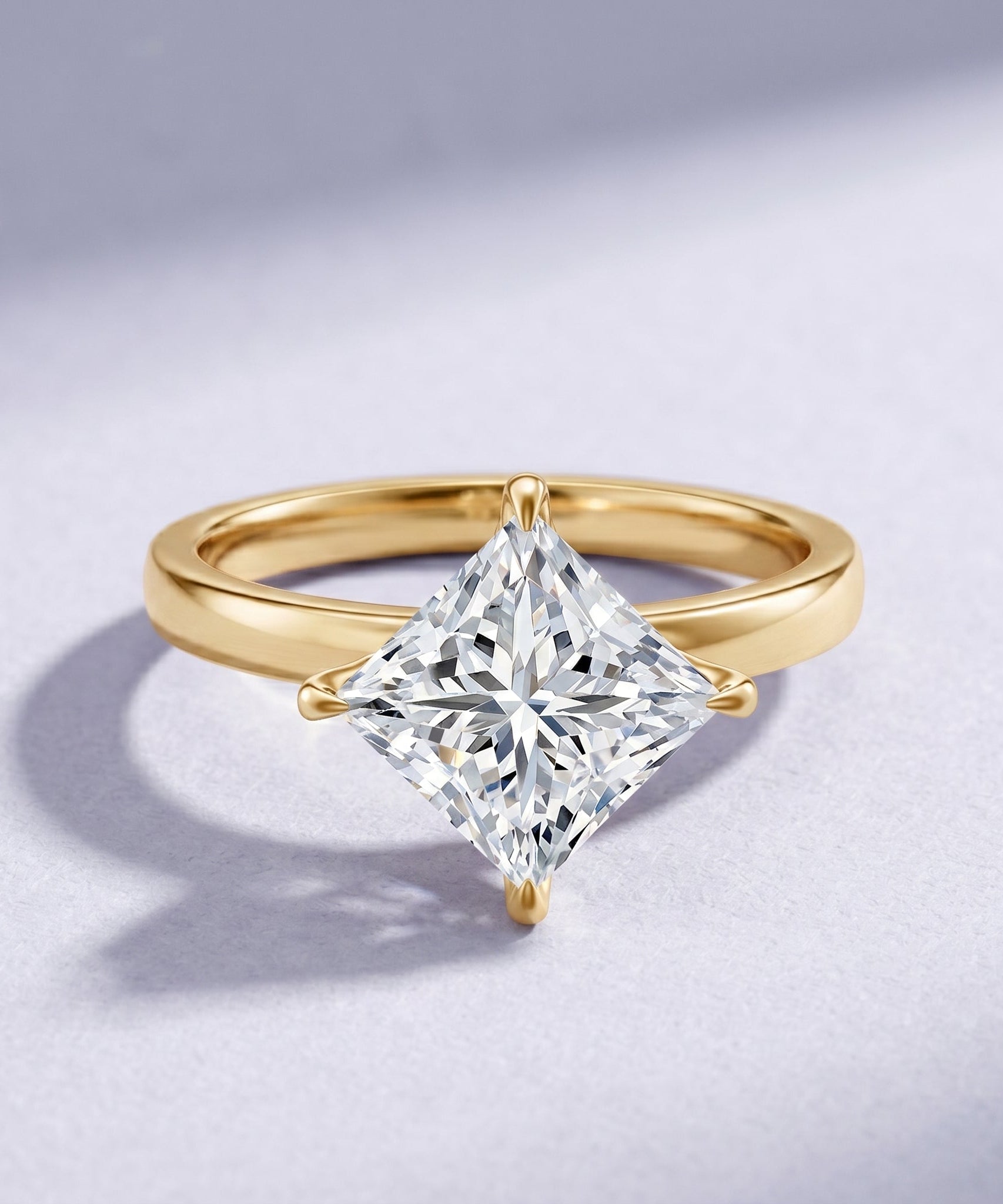 IGI Certified 4 Carat Princess Cut Lab Grown Diamond Engagement Ring