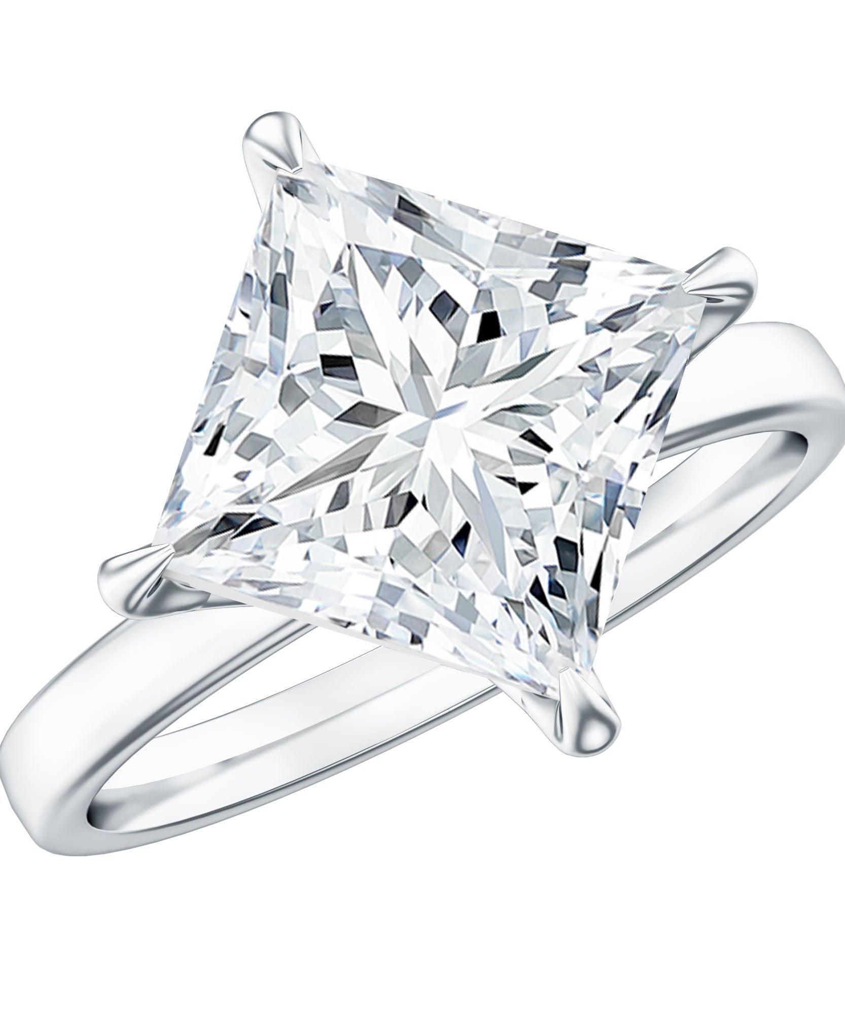 Solitaire 5 Carat Princess Cut Lab Grown Diamond Huge Engagement Ring with IGI Certificate