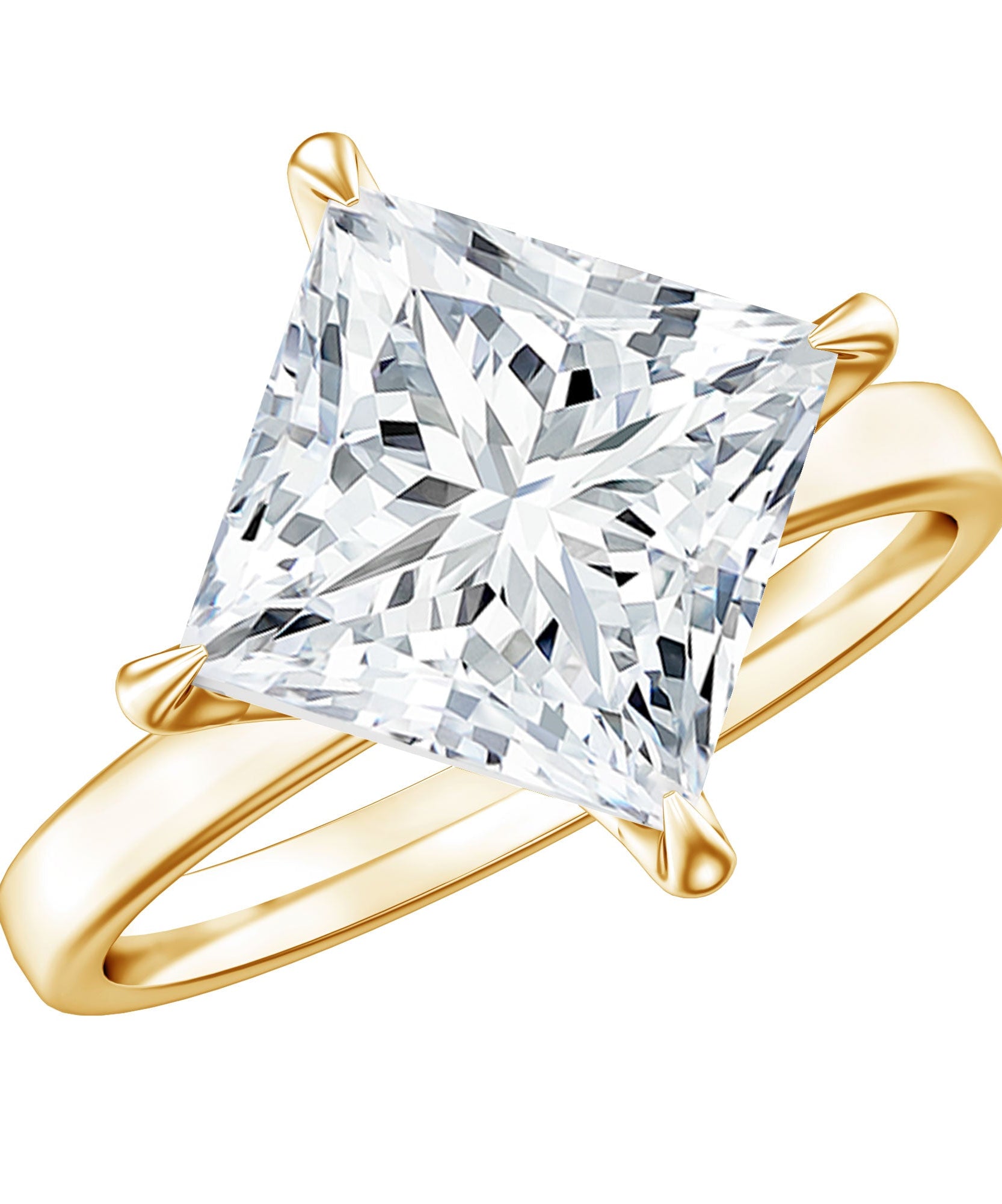 Solitaire 5 Carat Princess Cut Lab Grown Diamond Huge Engagement Ring with IGI Certificate