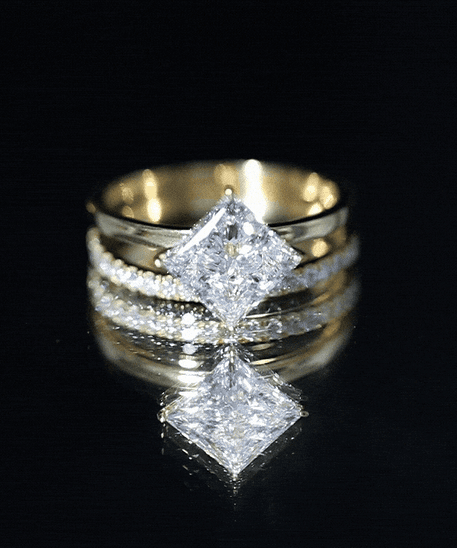 IGI Certified 2 Carat Lab Grown Diamond Princess Cut Bridal Ring Set for Her