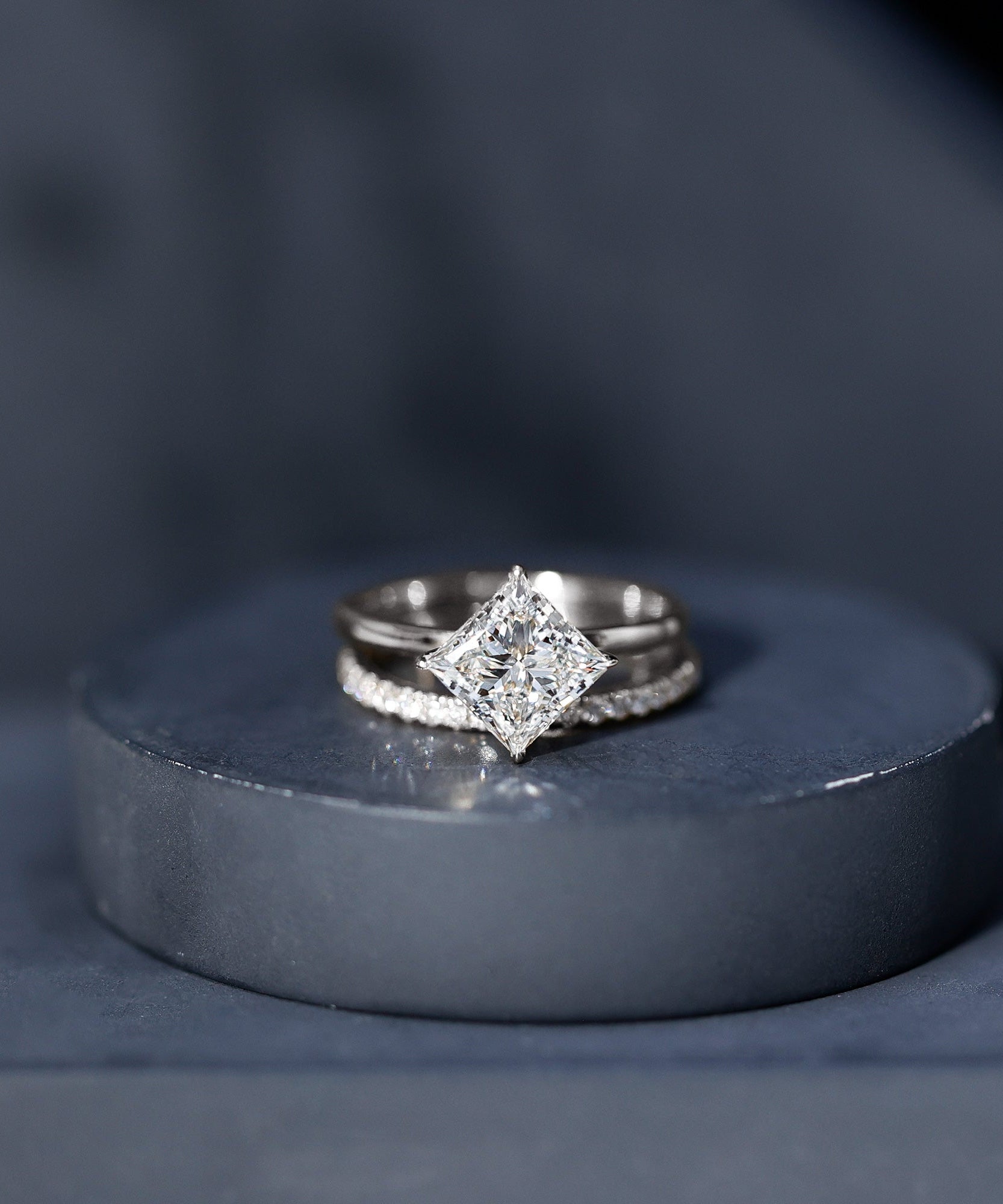 IGI Certified 2 Carat Lab Grown Diamond Princess Cut Bridal Ring Set for Her