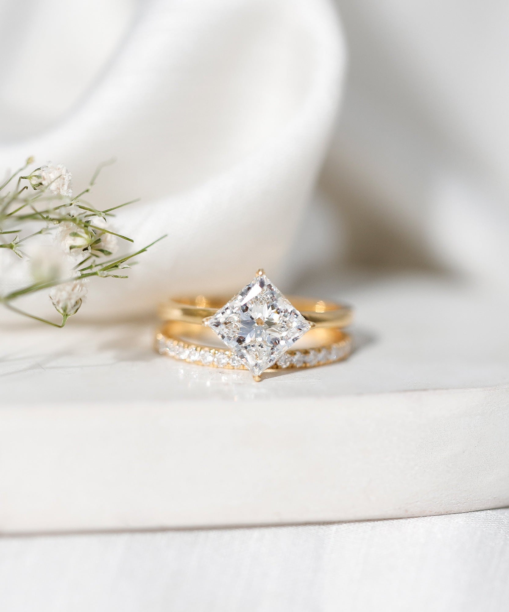 IGI Certified 2 Carat Lab Grown Diamond Princess Cut Bridal Ring Set for Her
