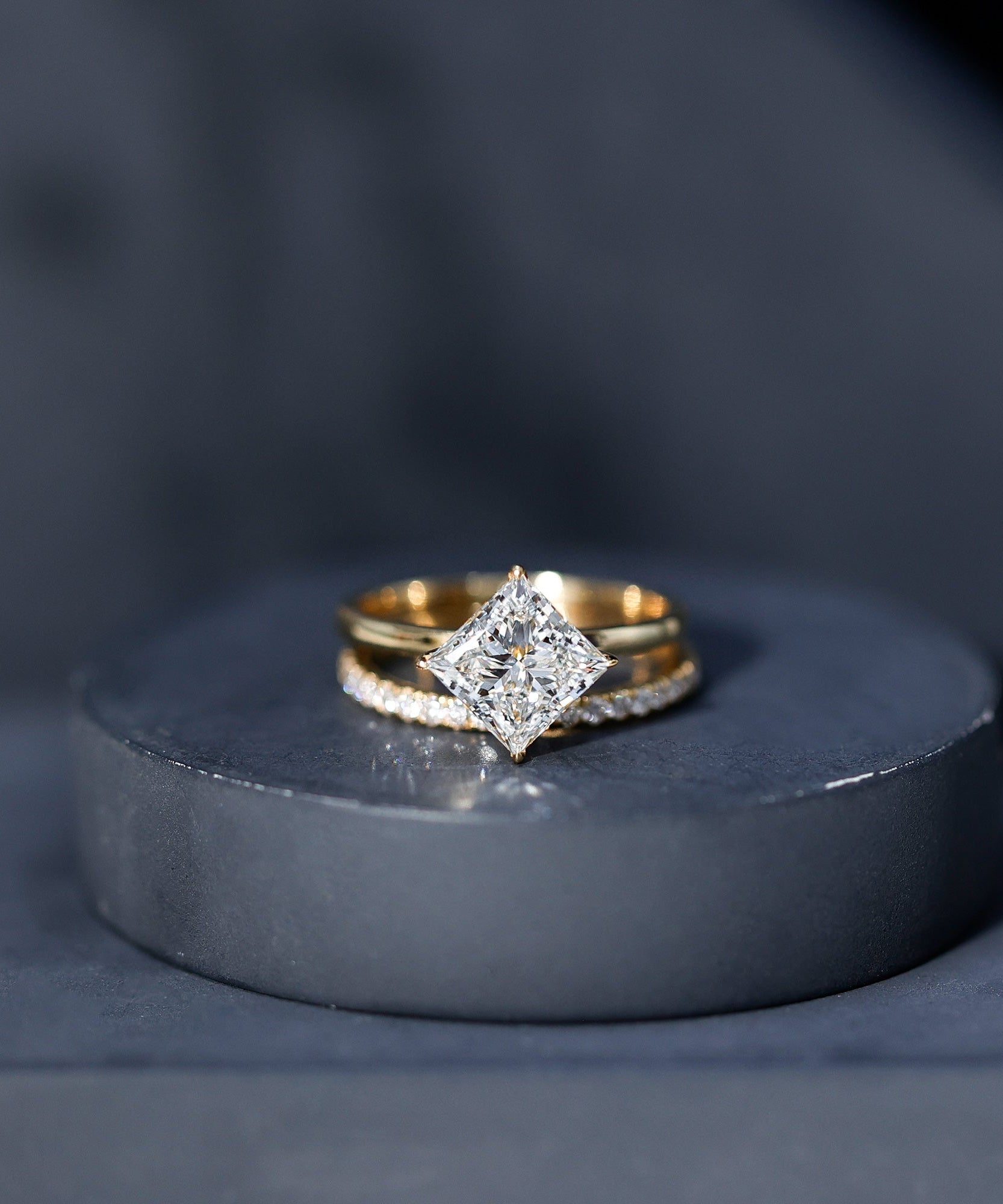 IGI Certified 2 Carat Lab Grown Diamond Princess Cut Bridal Ring Set for Her