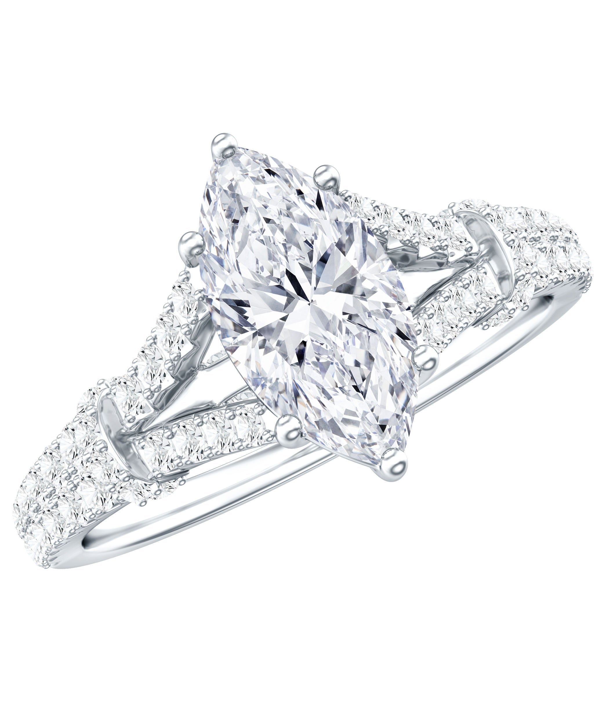 1 Carat Marquise Cut Lab Grown Diamond Split Shank Engagement Ring with IGI Certificate