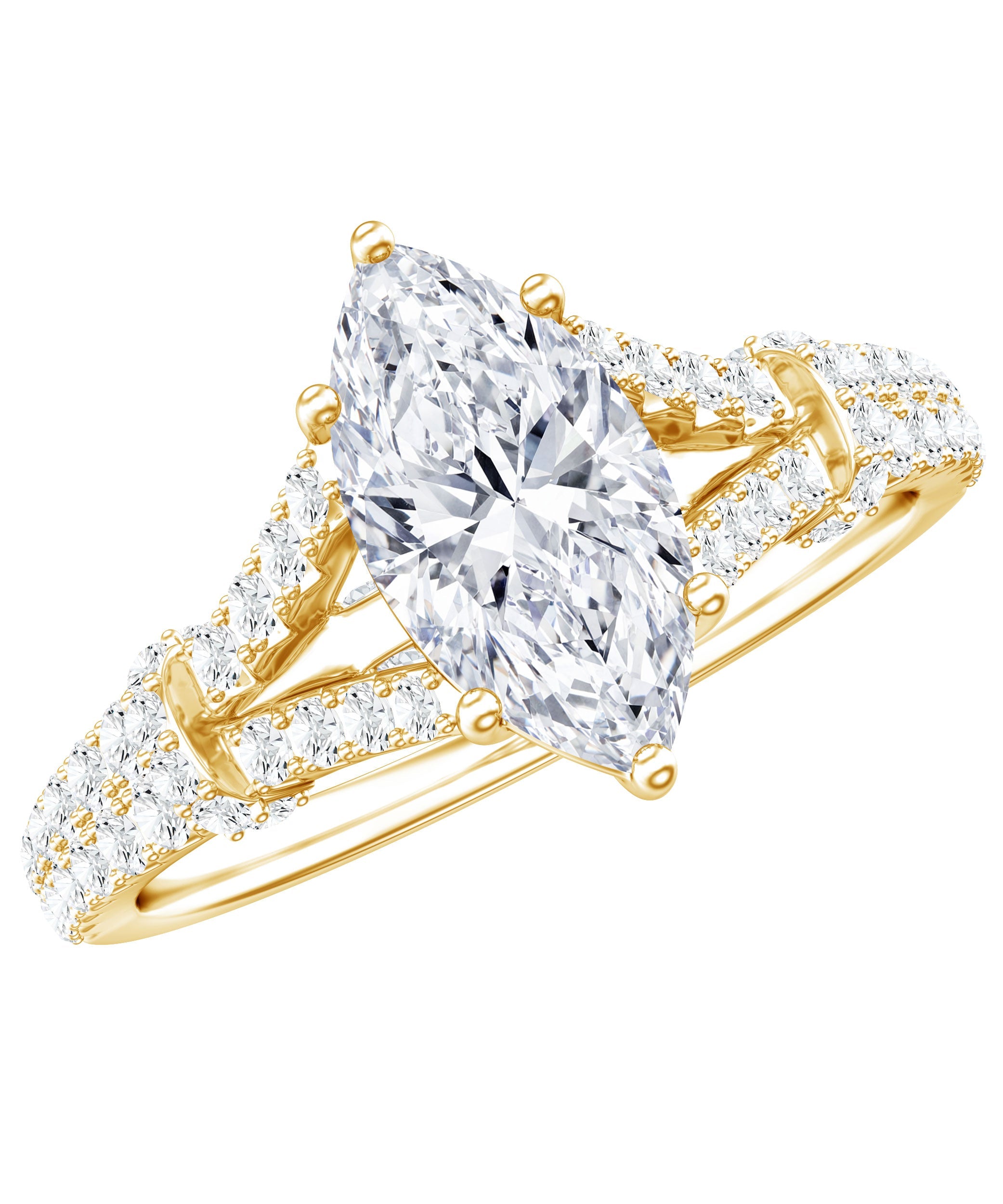 1 Carat Marquise Cut Lab Grown Diamond Split Shank Engagement Ring with IGI Certificate