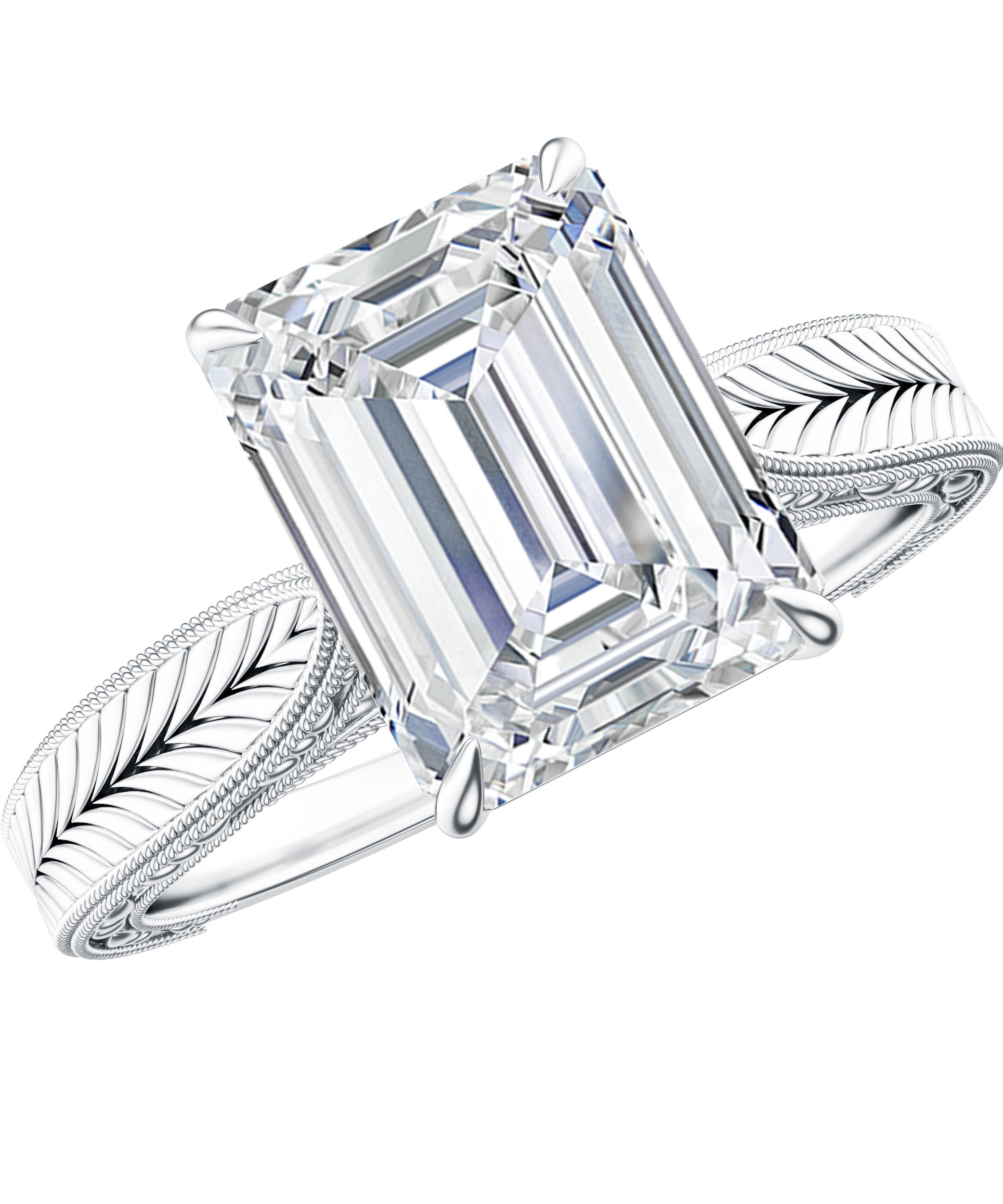 Ethically Sourced 3 Carat Lab Grown Diamond Emerald Cut Engagement Ring IGI Certified