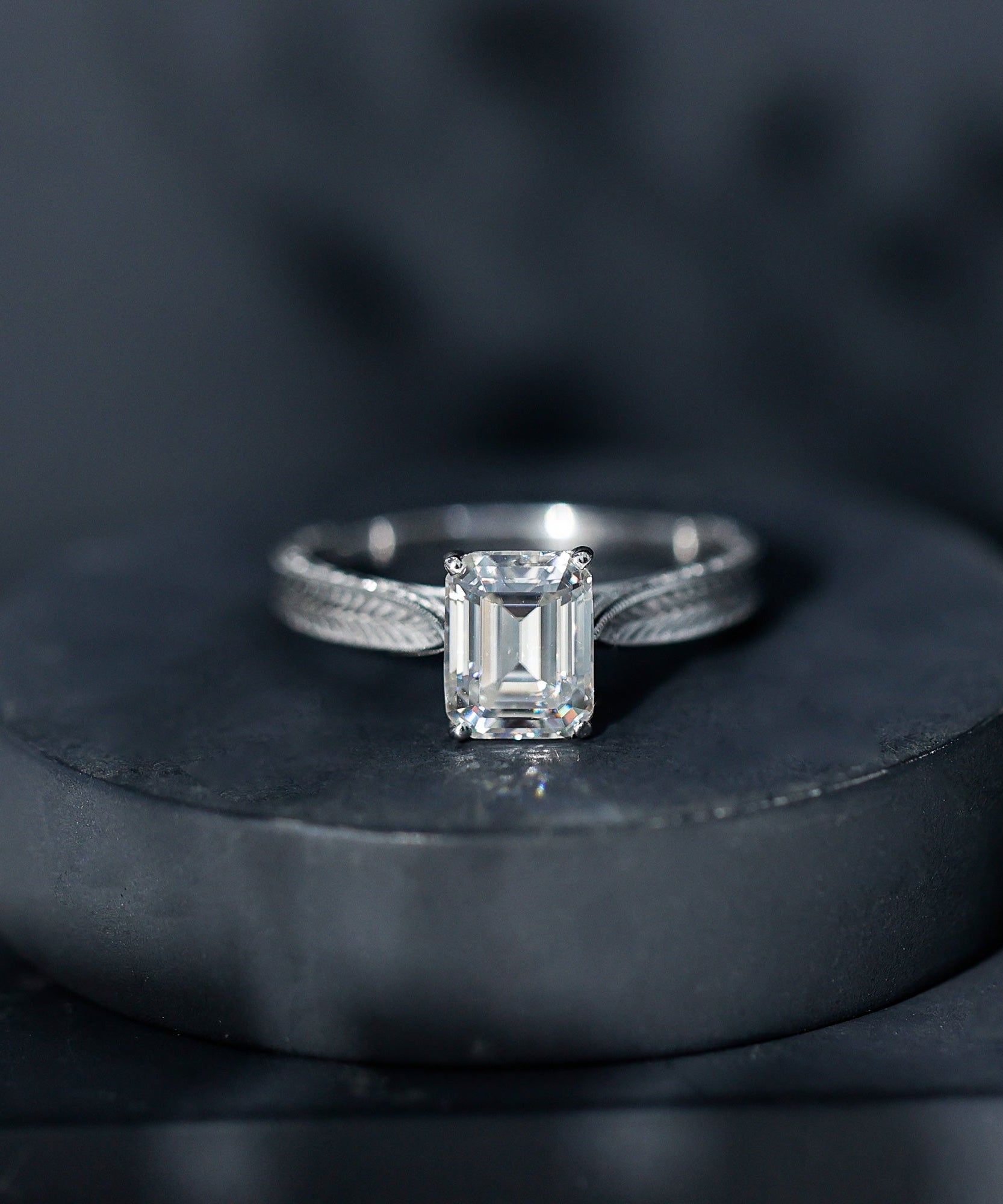 Ethically Sourced 3 Carat Lab Grown Diamond Emerald Cut Engagement Ring IGI Certified