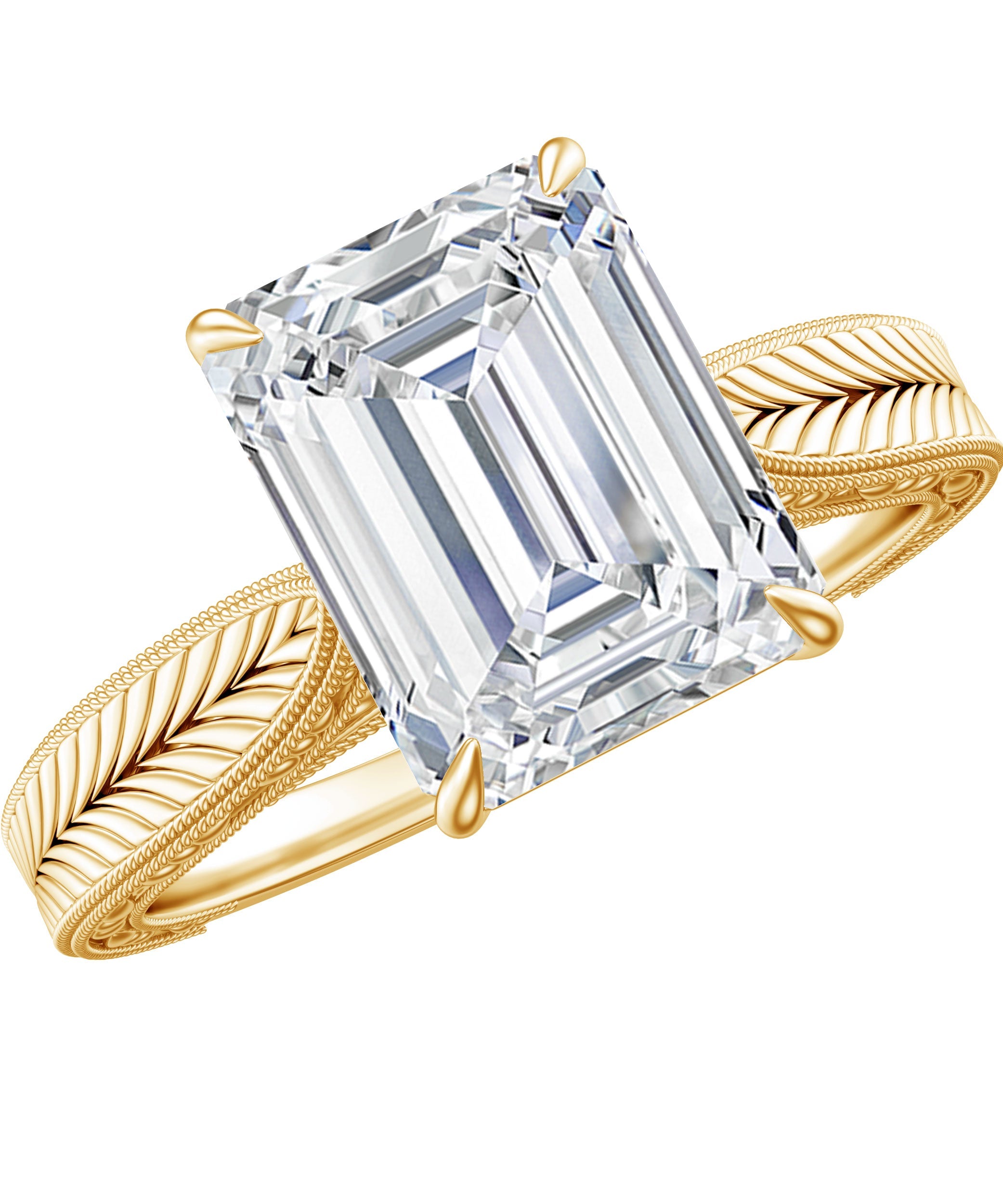 Ethically Sourced 3 Carat Lab Grown Diamond Emerald Cut Engagement Ring IGI Certified