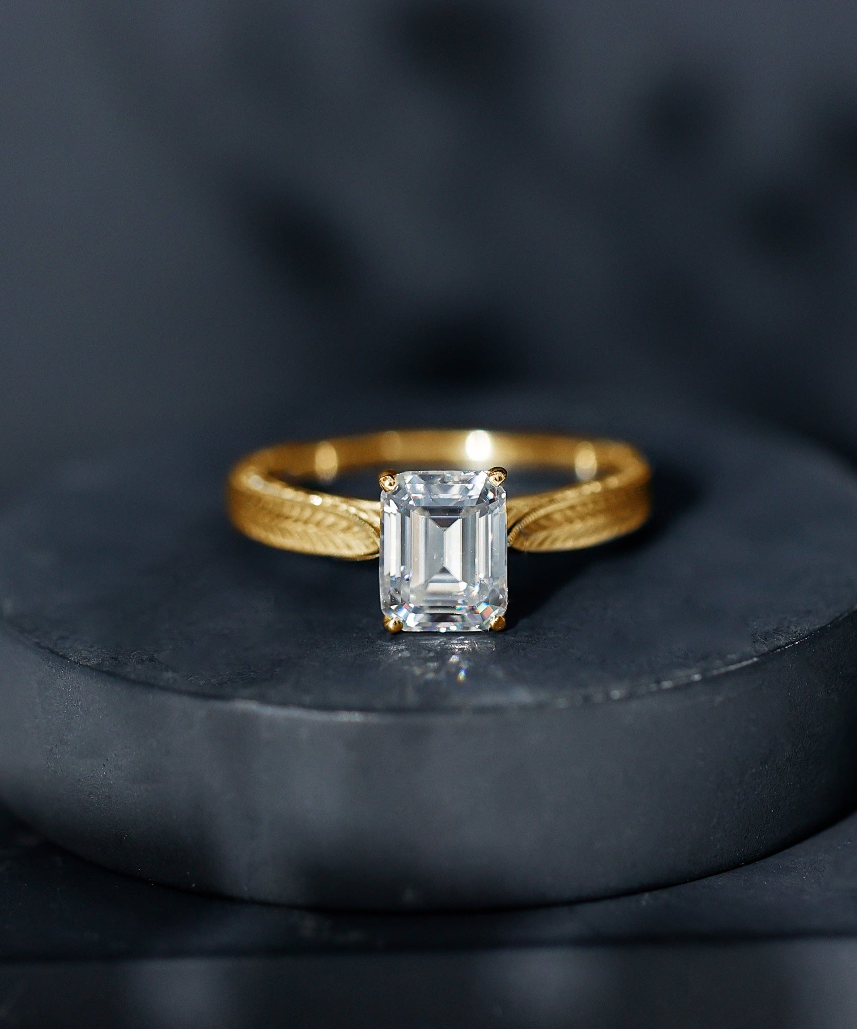Ethically Sourced 3 Carat Lab Grown Diamond Emerald Cut Engagement Ring IGI Certified