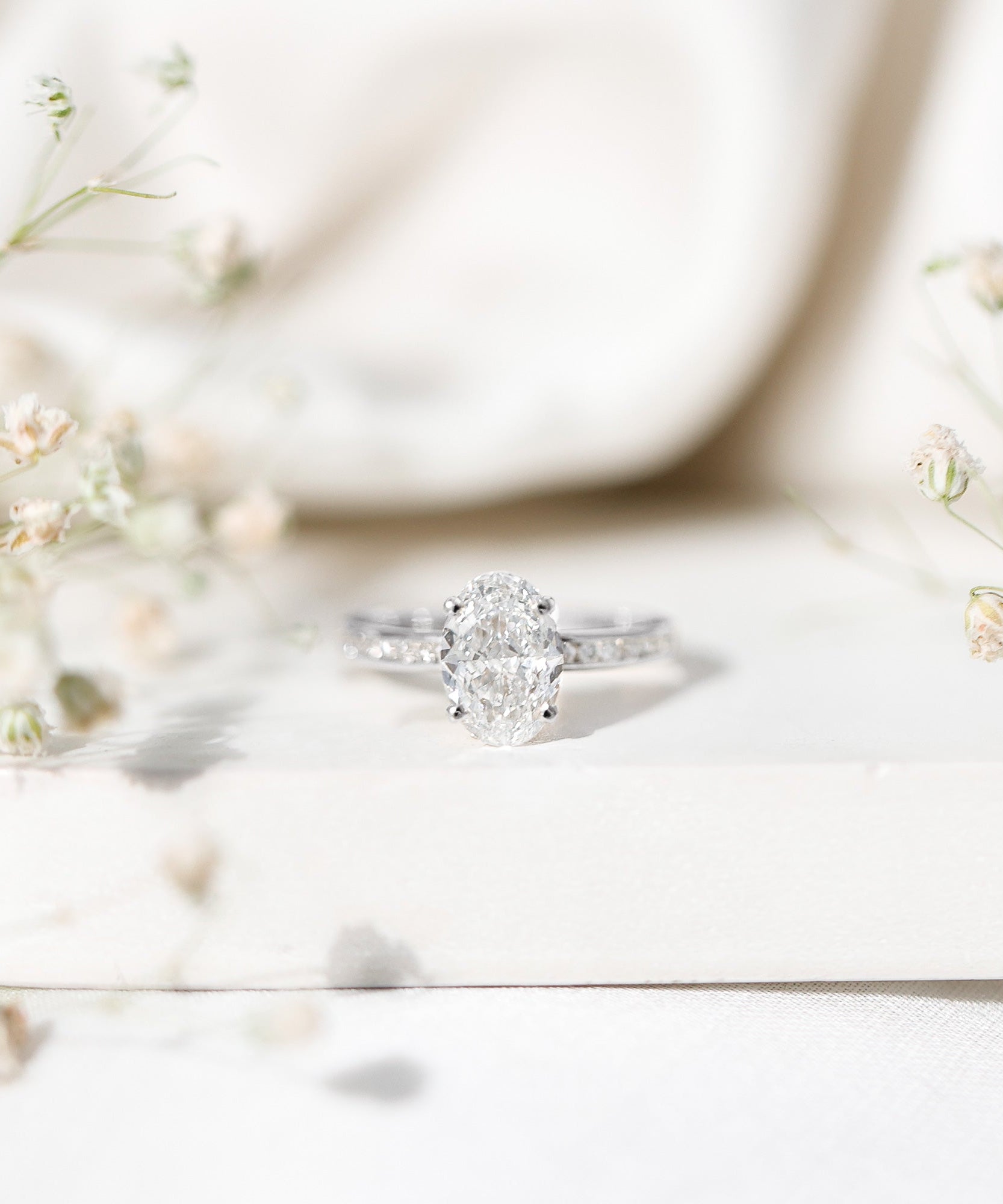 IGI Certified 2 Carat Lab Grown Diamond Oval Engagement Ring With Side Stones