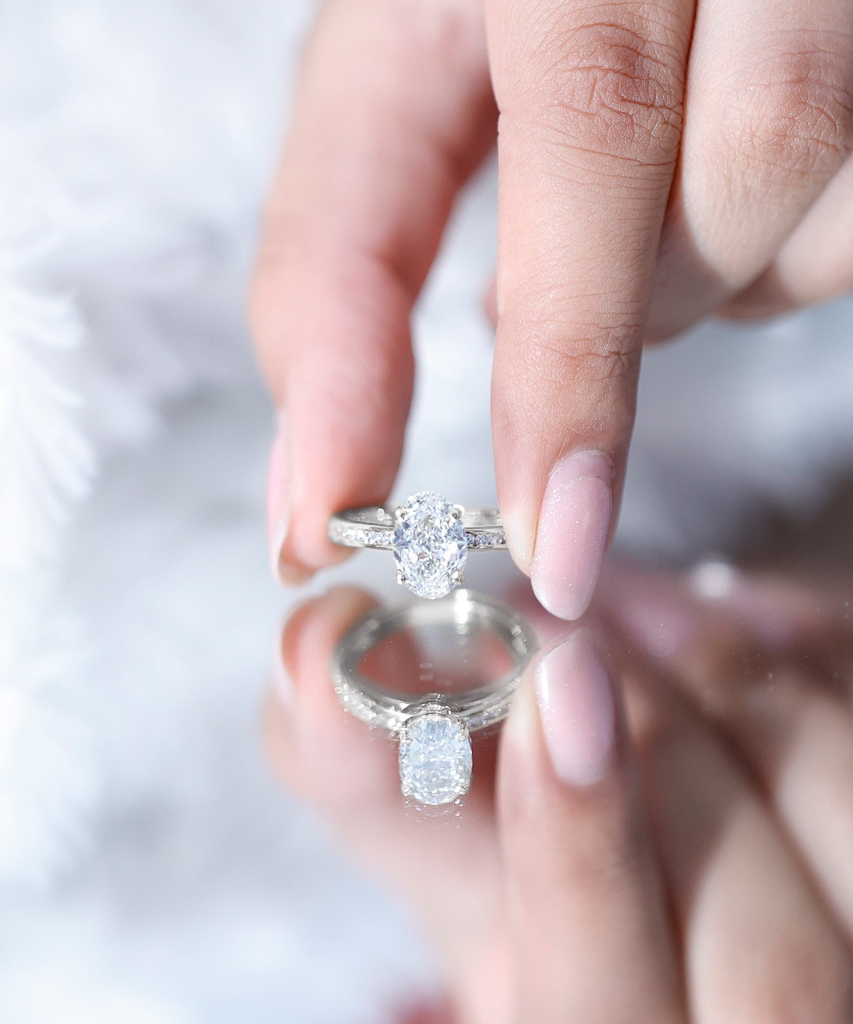 IGI Certified 2 Carat Lab Grown Diamond Oval Engagement Ring With Side Stones