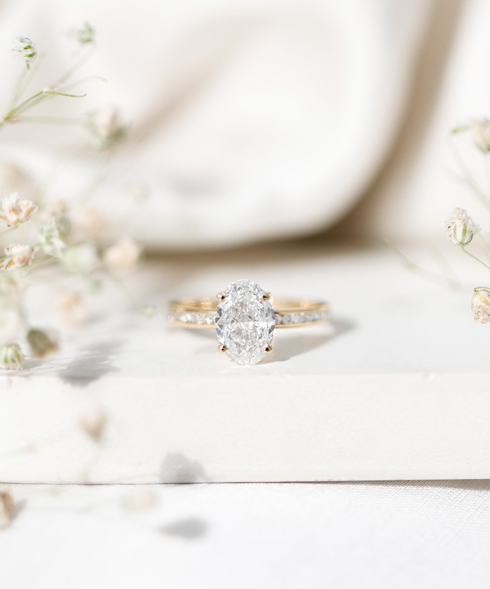 IGI Certified 2 Carat Lab Grown Diamond Oval Engagement Ring With Side Stones