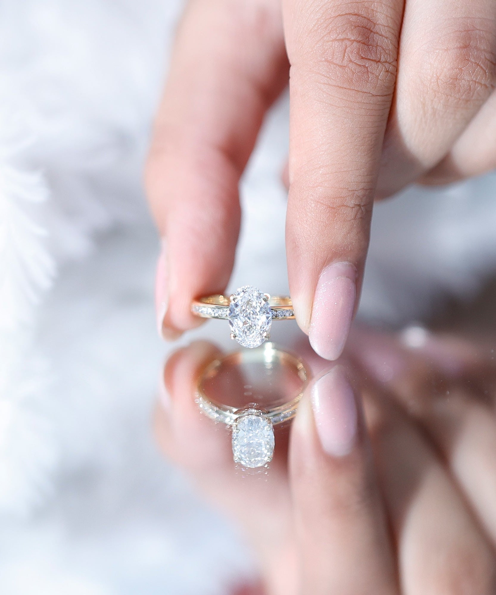 IGI Certified 2 Carat Lab Grown Diamond Oval Engagement Ring With Side Stones